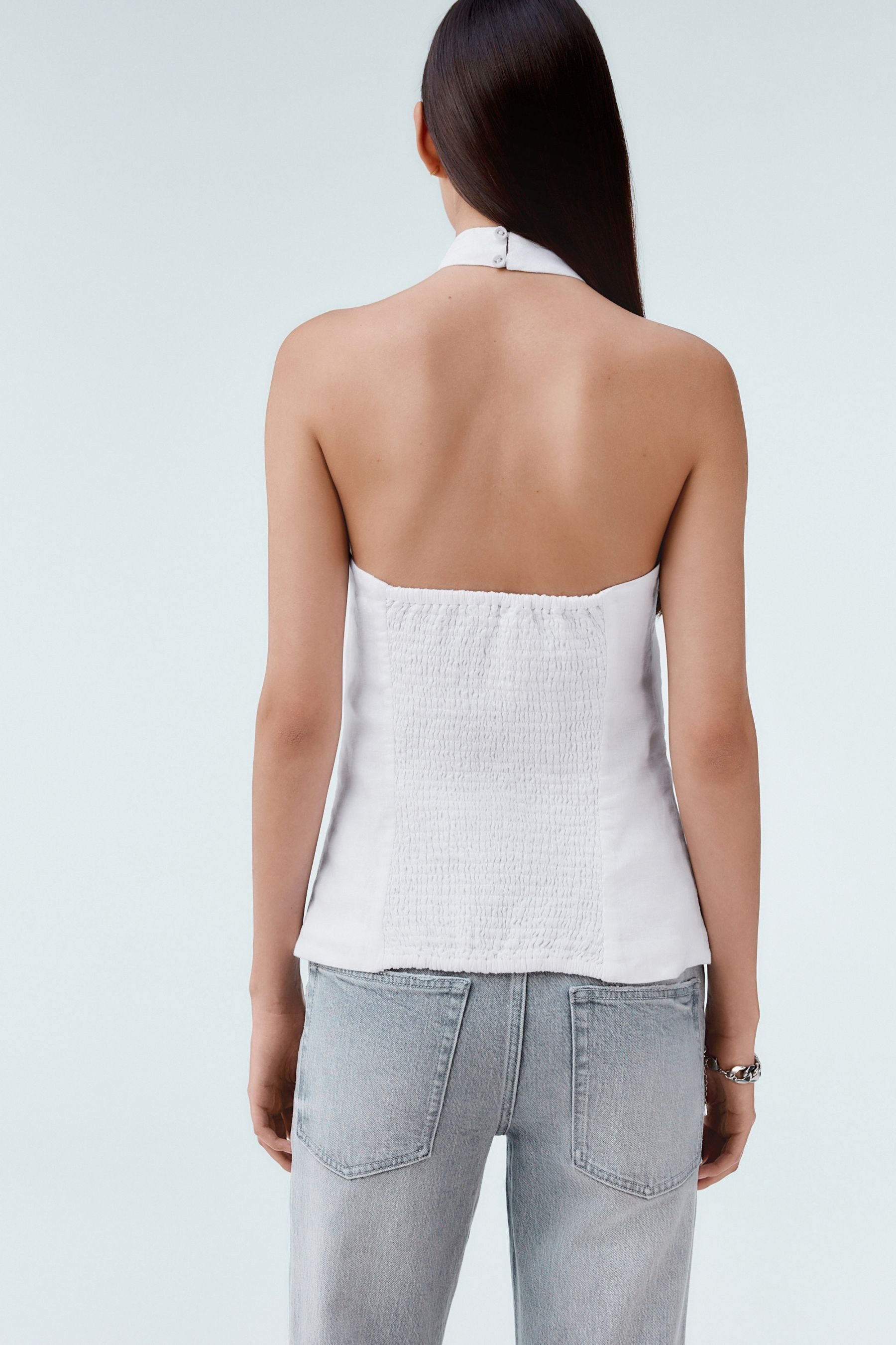 Next Neckholdertop Geknöpftes Neckholder-Oberteil aus 100 % Leinen (1-tlg) günstig online kaufen