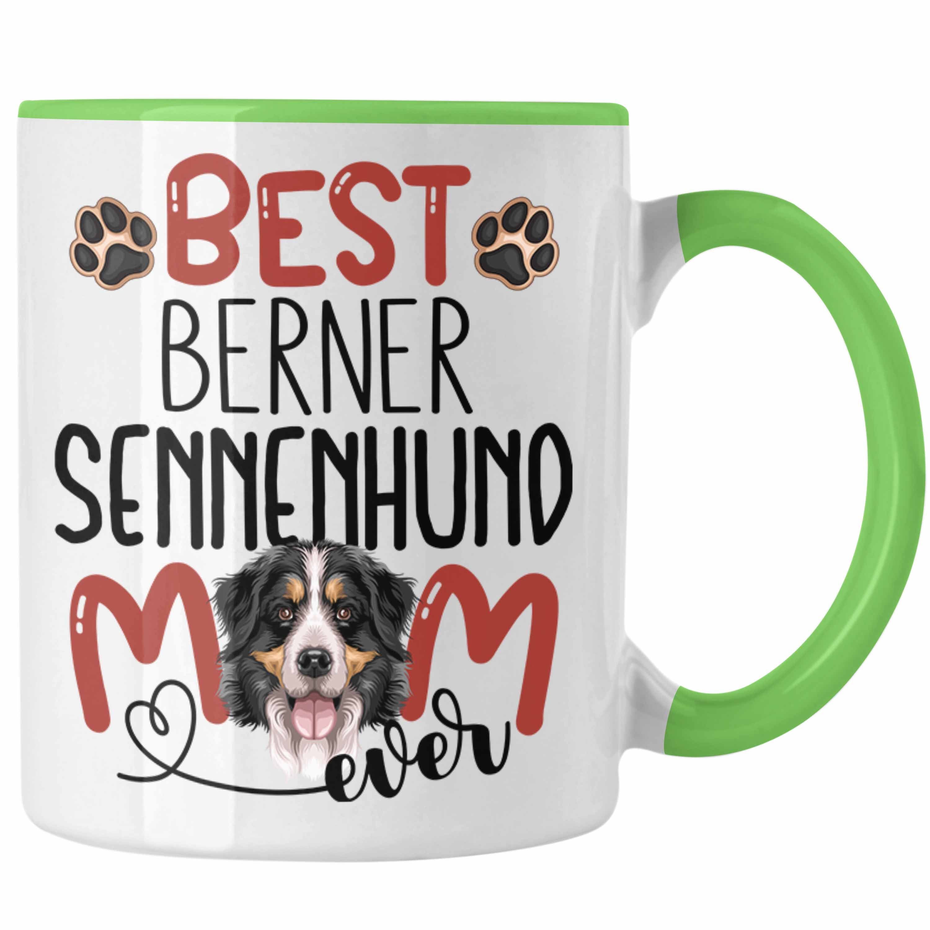 Trendation Tasse Berner Sennenhund Mom Besitzerin Tasse Geschenk Lustiger Spruch Gesche Grün