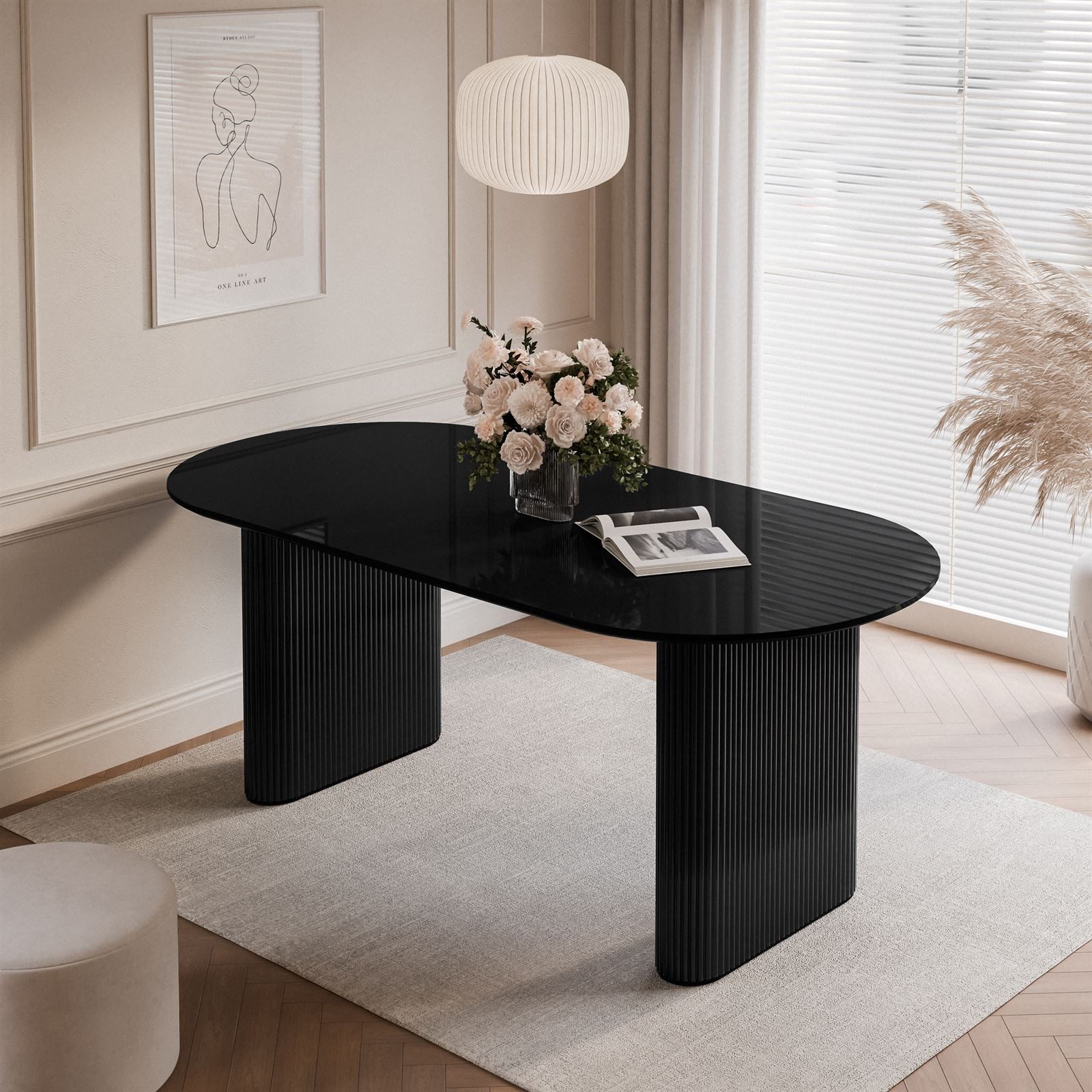 Lookway Esstisch OVI Tisch mit geriffeltem Gestell Hochglanz (1x Tisch), Br günstig online kaufen