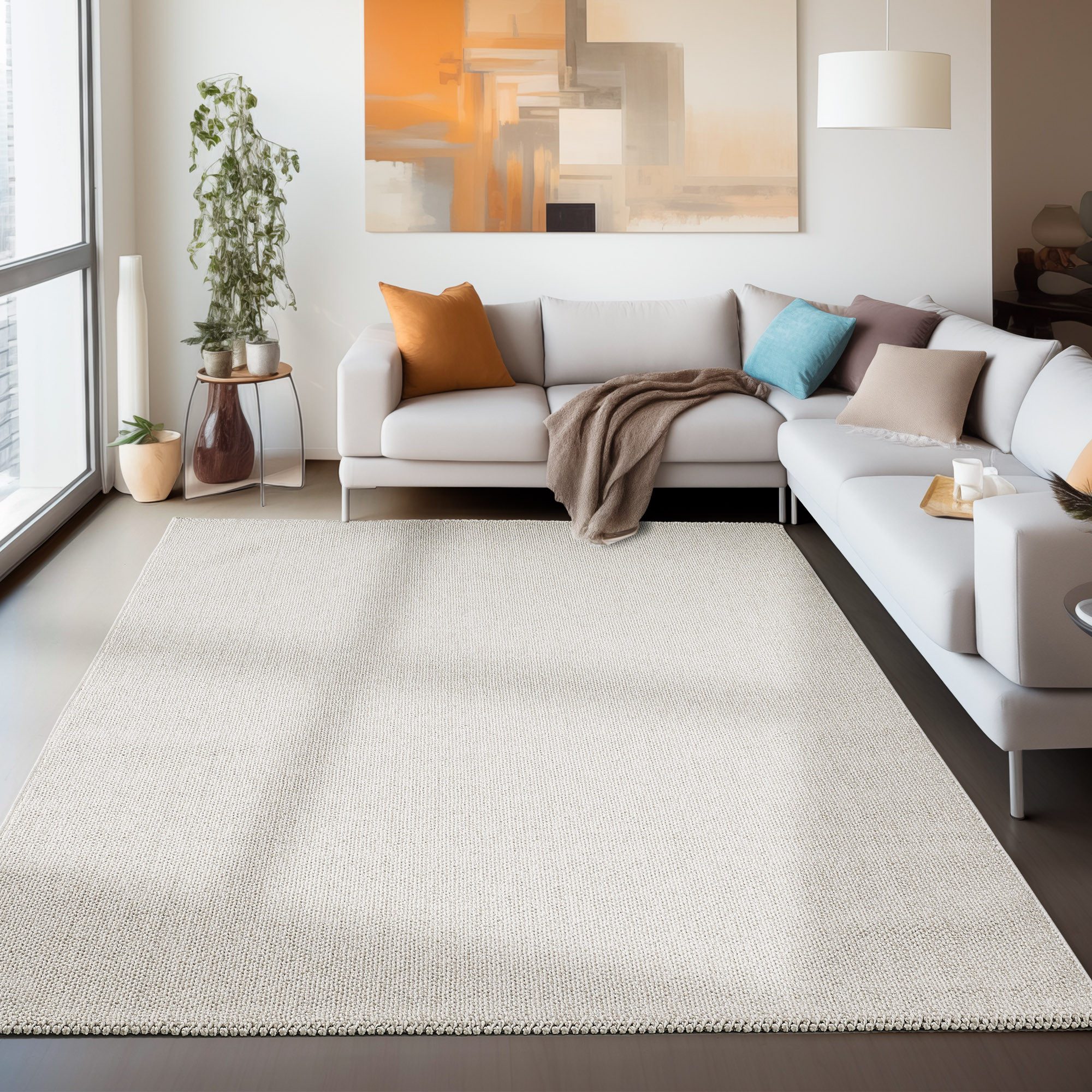 Carpettex Schlingenteppich Unicolor, Rechteckig, Höhe: 7 günstig online kaufen