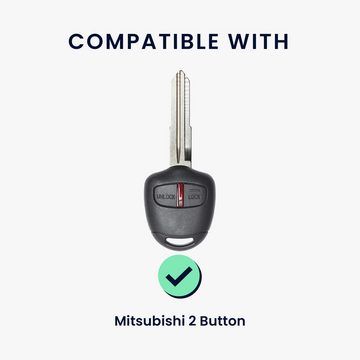 kwmobile Schlüsseltasche Hülle für Mitsubishi 2-Tasten Autoschlüssel (1-tlg), Schlüsselhülle mit Key Ring Anhänger - Cover Gold Schwarz