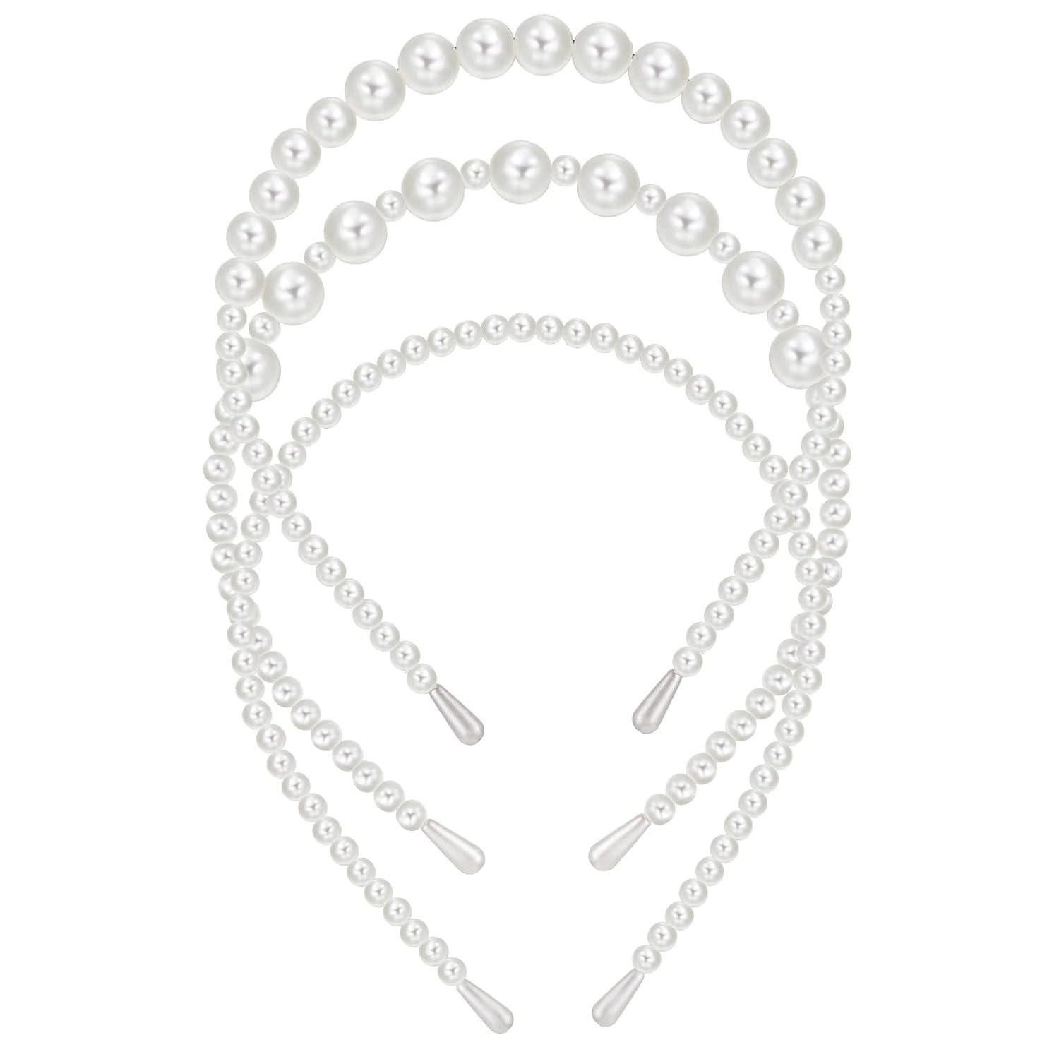 Haarreif Perlen Haarreif Damen Perlen Stirnband Braut Hochzeit Haarreif 3 Stück
