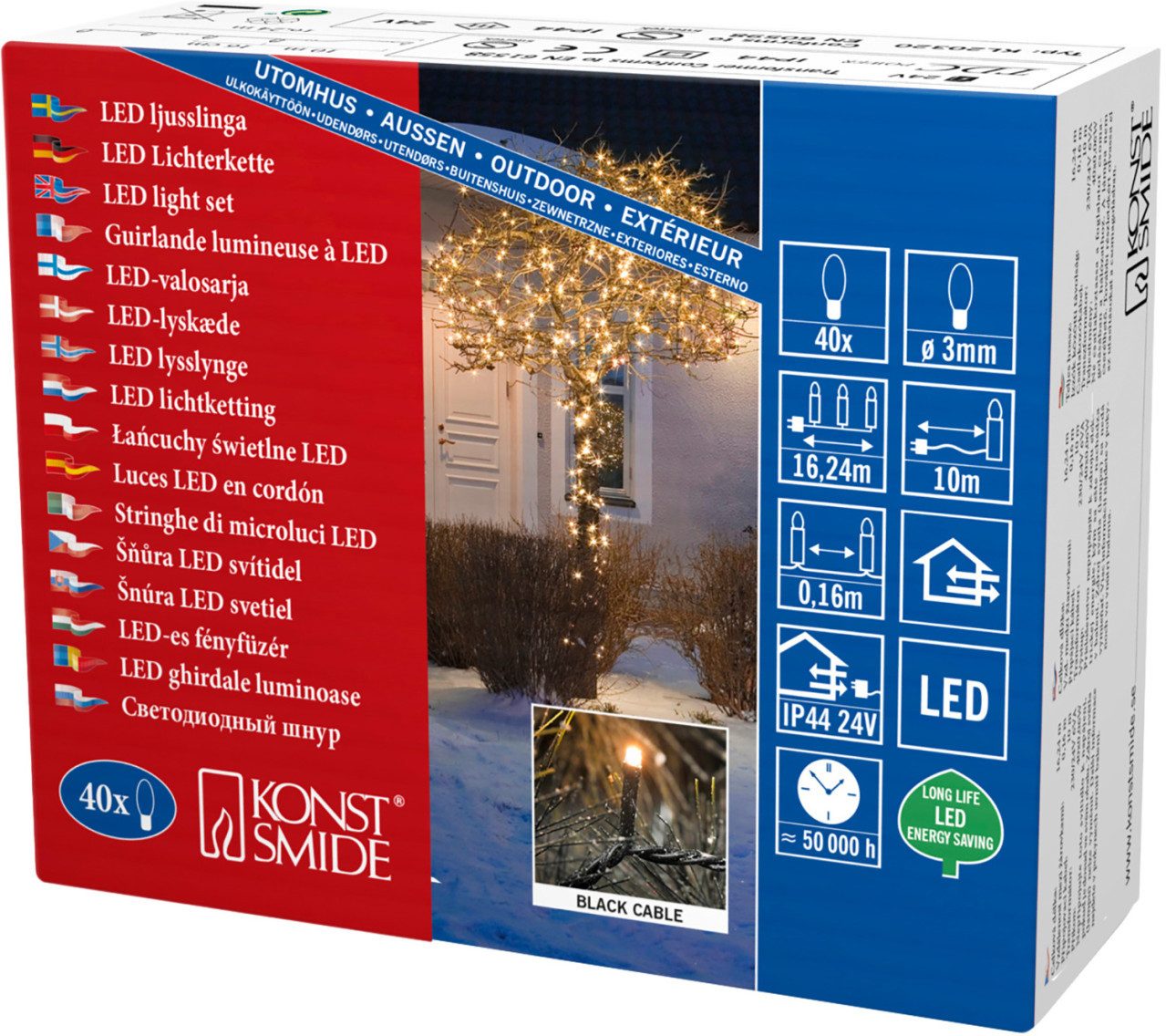 KONSTSMIDE LED-Lichterkette Konstsmide LED Microlichterkette für Außen 40 LED