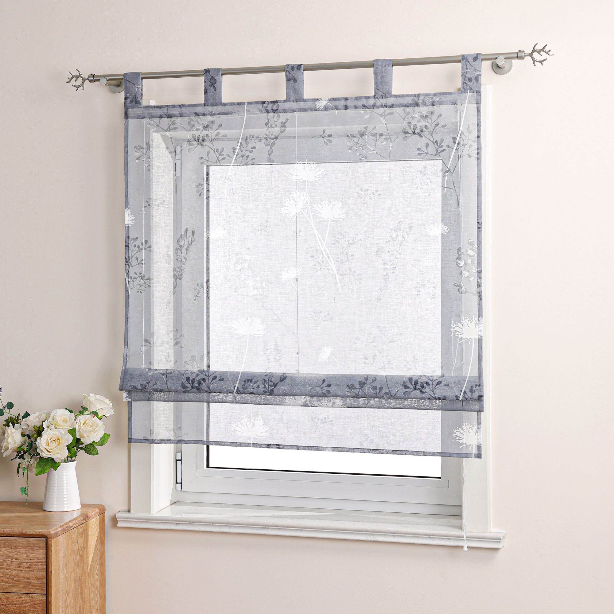 Joyswahl Raffrollo, mit Schlaufen, Leinenoptik, Landhaus Küche Gardine günstig online kaufen