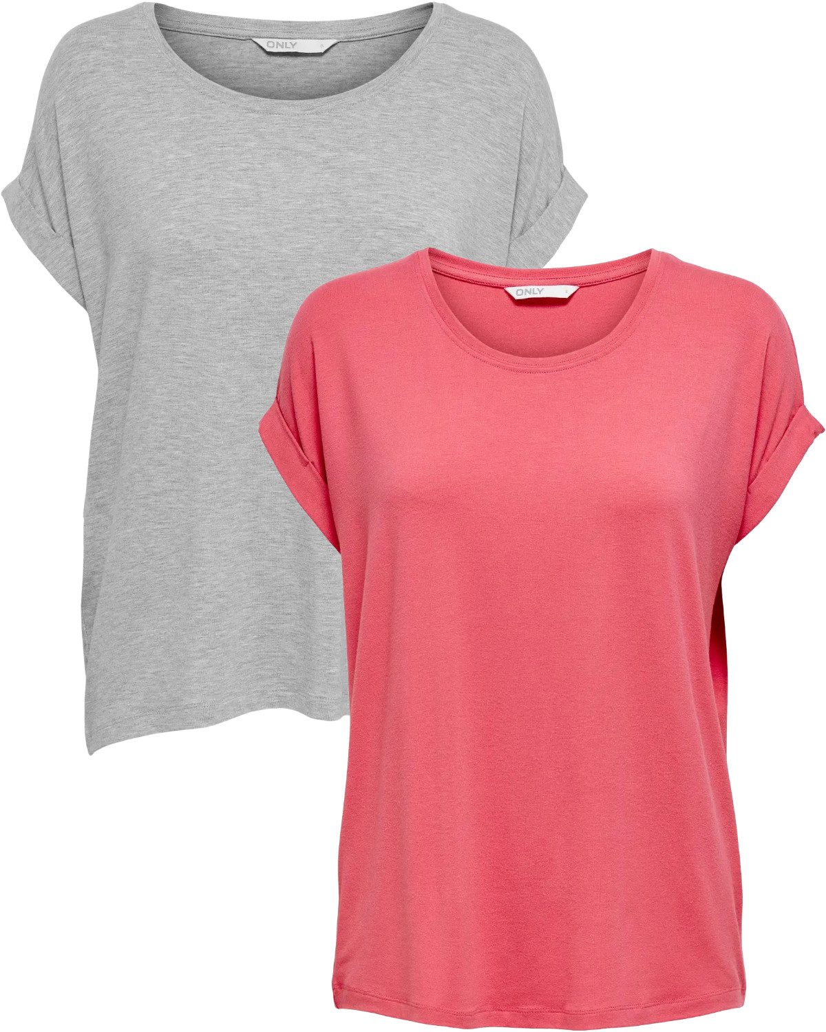ONLY T-Shirt Stilvolles Basic Shirt mit Rundhalsausschnitt (2er-Pack) unifa günstig online kaufen