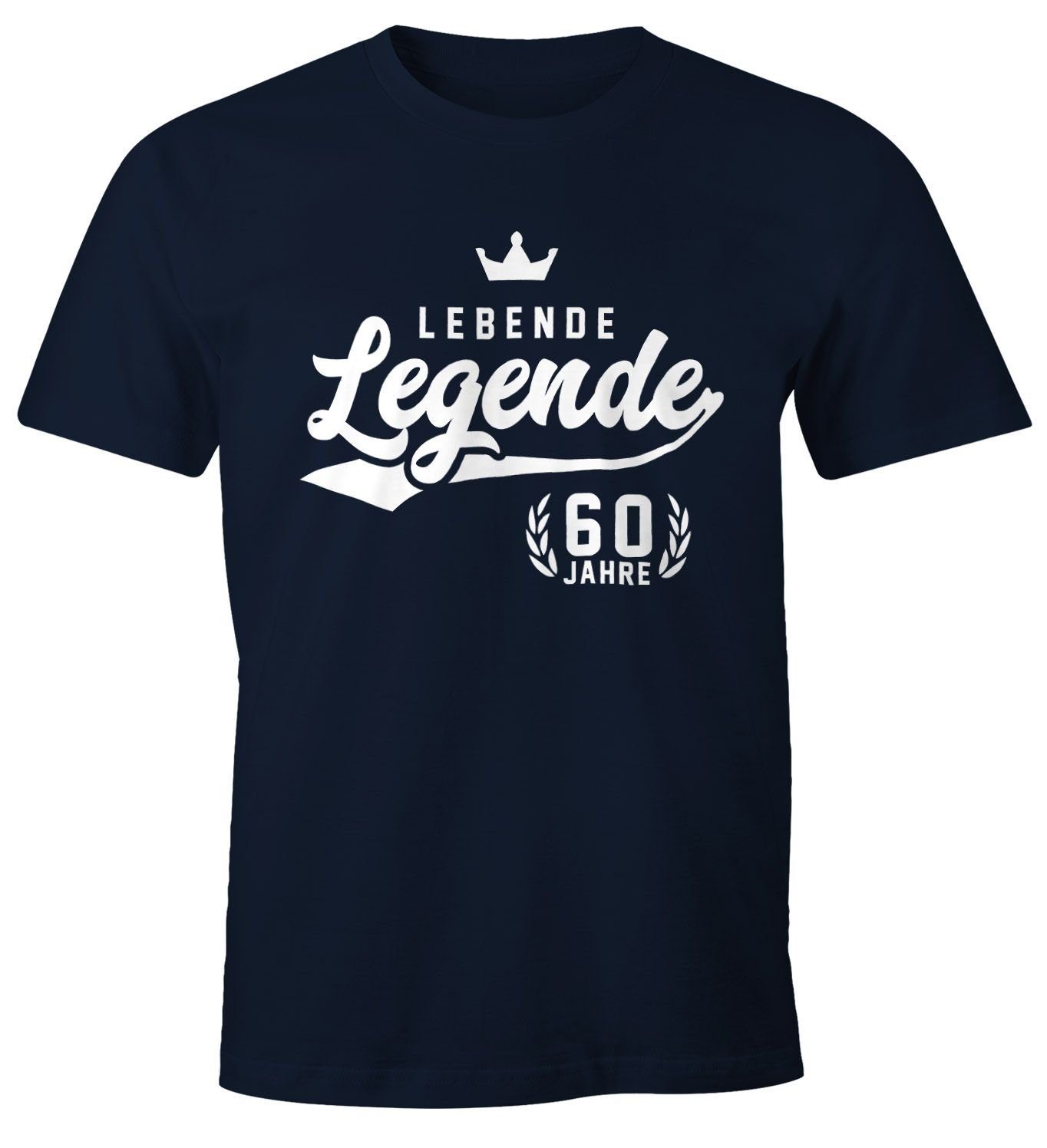 Legende Print-Shirt MoonWorks Print Krone mit Fun-Shirt navy T-Shirt Geburtstag 60 [object Herren Lebende Athletic Object]. Moonworks®