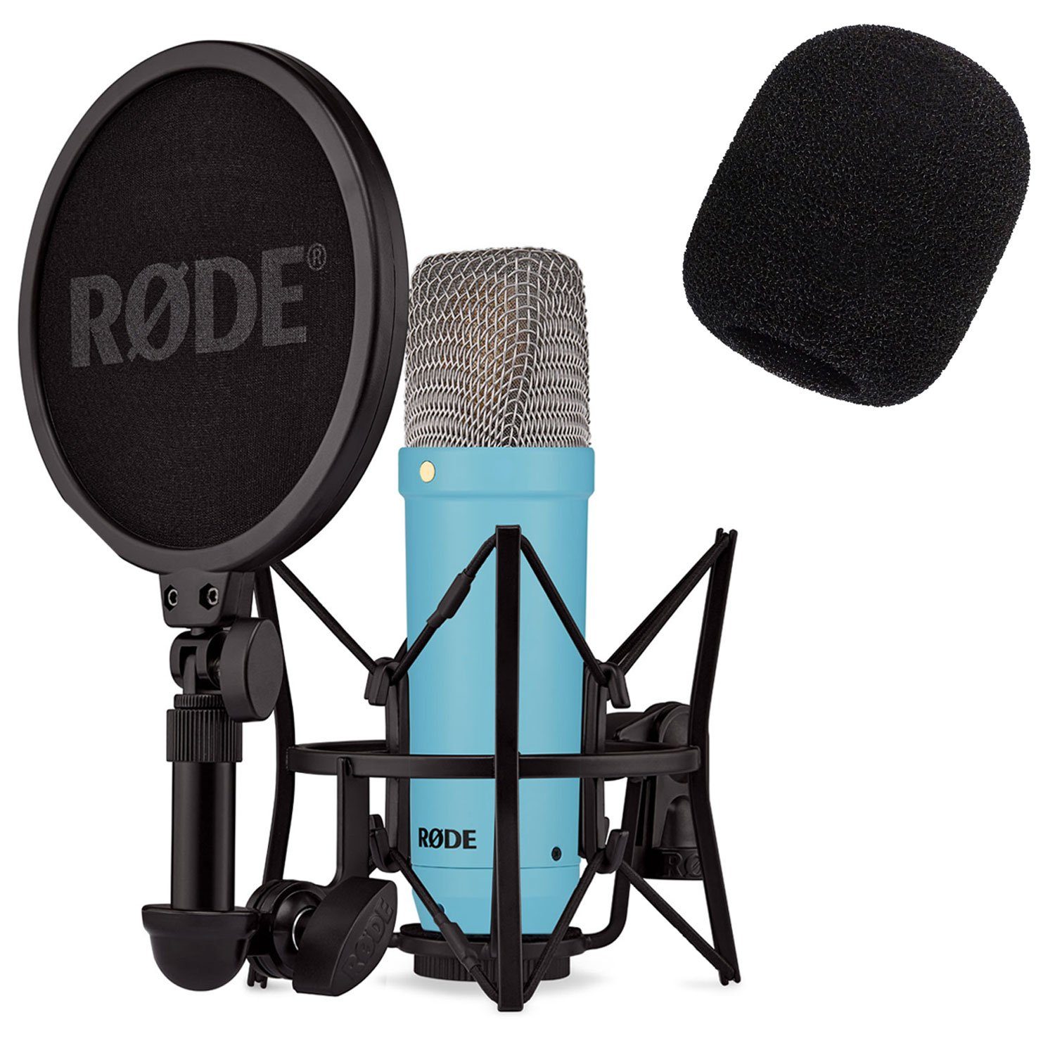 RØDE Mikrofon NT1 Signature Blue (Studio-Mikrofon Blau), mit Popschutz