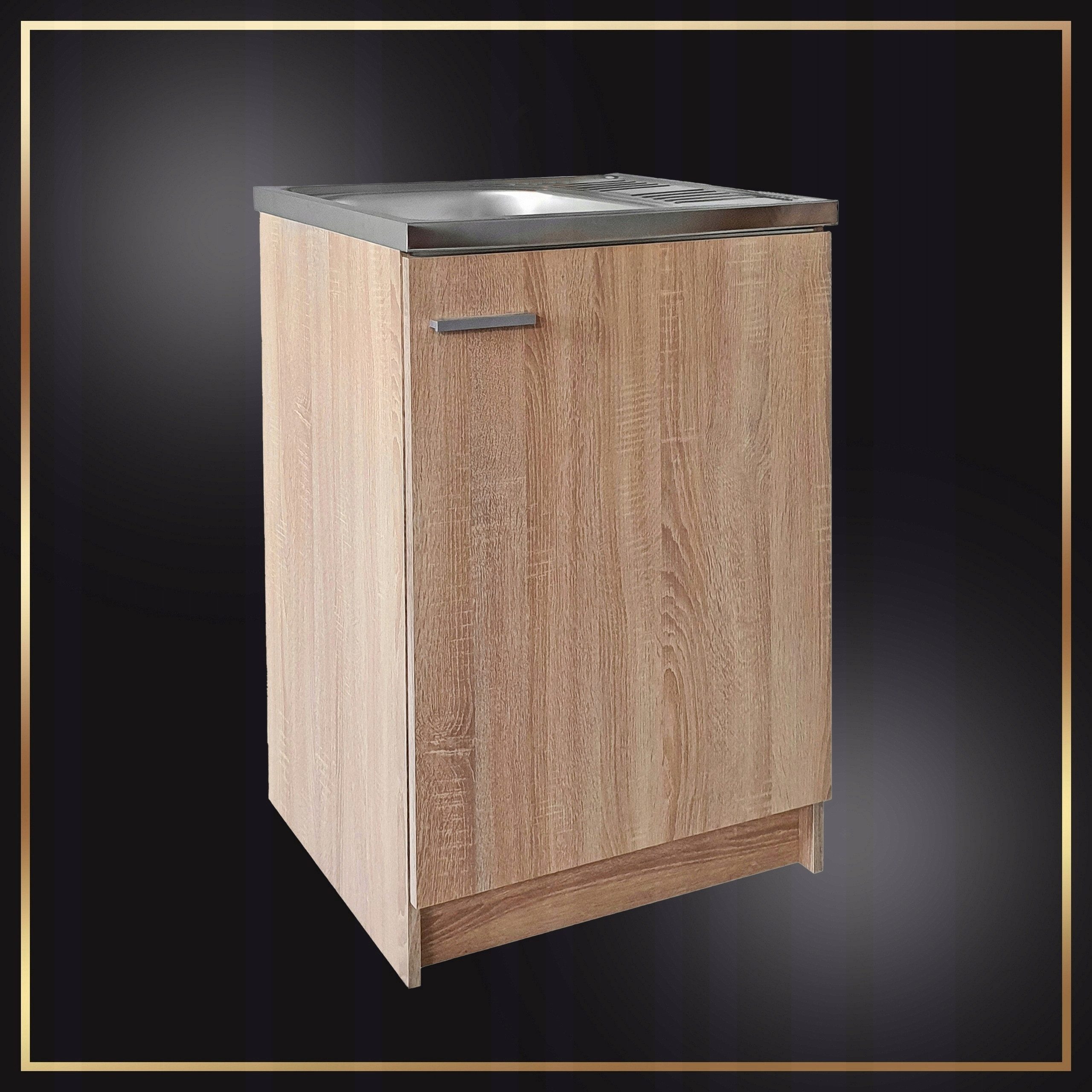 STAMAR Spülenschrank Küchenschrank 60cm Sonoma Eiche Deante Spüle Hocharmatur XXL Standschrank 60cm Tiefe Edelstahl 41cm Geschirrspüler Komplett Set – Bild 2 von 5