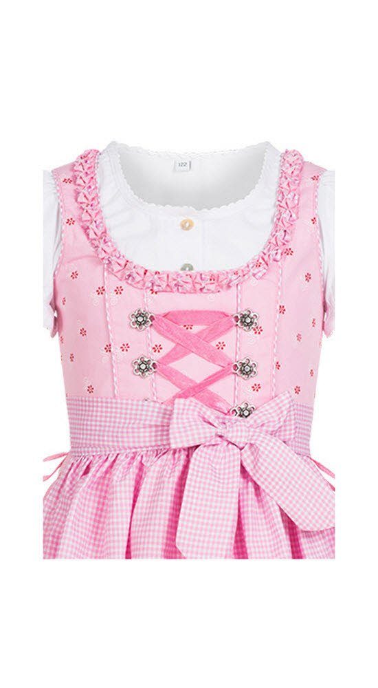 Nübler Dirndl Kinderdirndl 3-teilig Linda in Rosa von Nübler 3 teiliges Set aus Dirndl, Bluse und Schürze