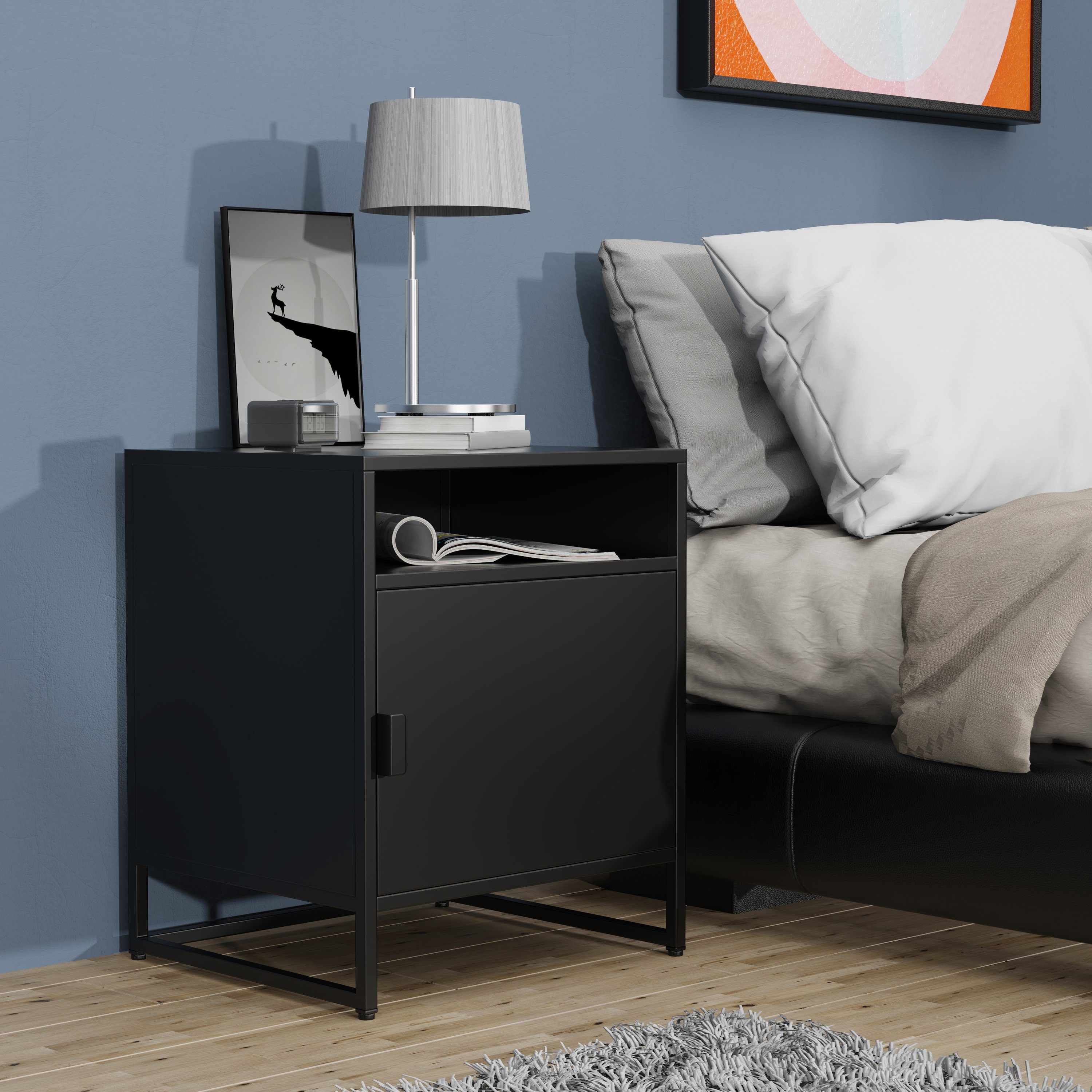 VCM Nachttisch Nachtkonsole Flokas H. 55 x B. 45 x T. 40 cm, Nachtschrank, Beistelltisch, Nachtkommode