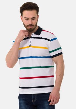 Cipo & Baxx Poloshirt mit farbenfrohem Streifen-Design