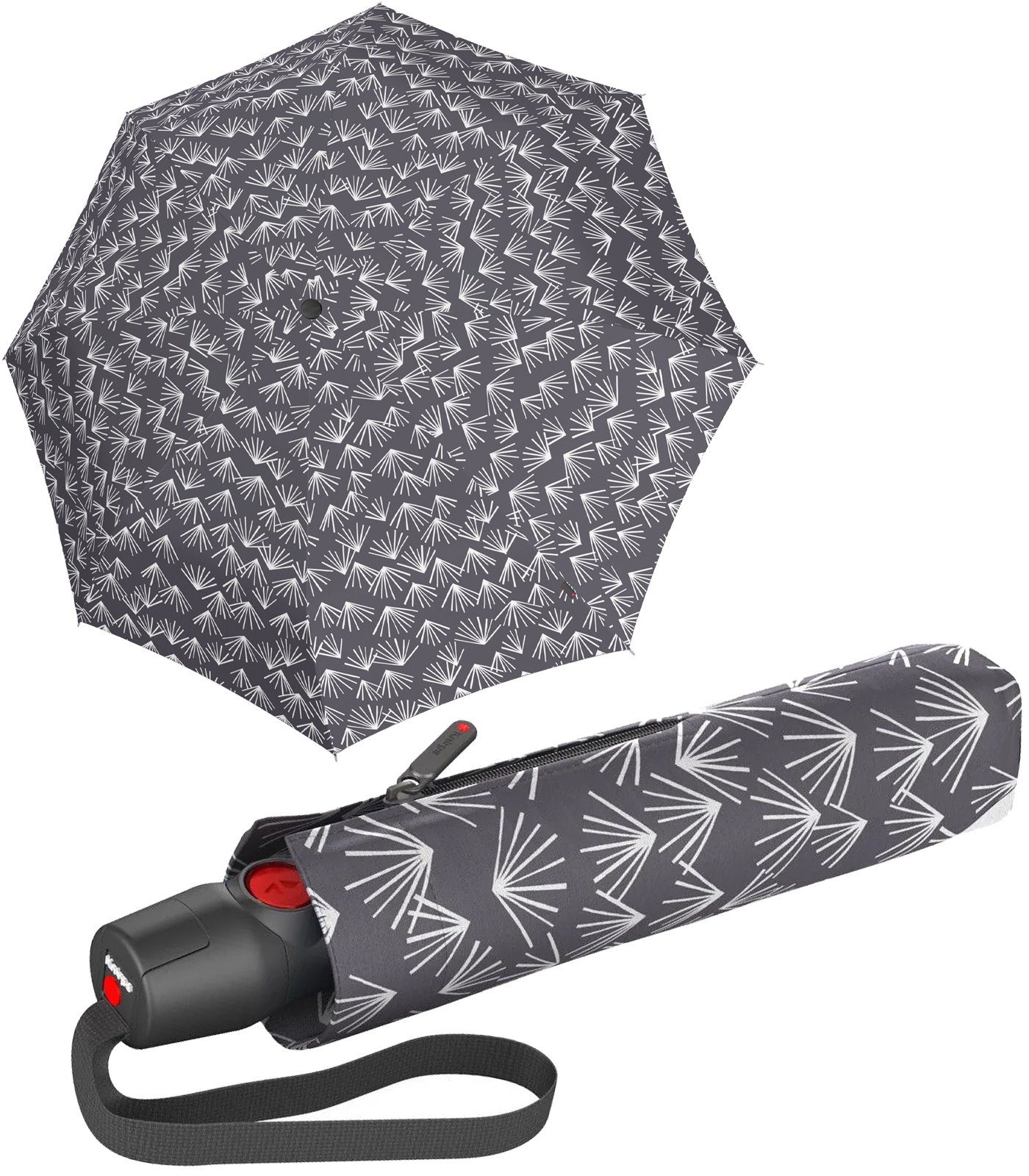 Knirps® Taschenregenschirm T.200 Duomatic mit Auf-Zu-Automatik Nuno Kasa grau, mit UV-Schutz und umweltfreundlicher Beschichtung