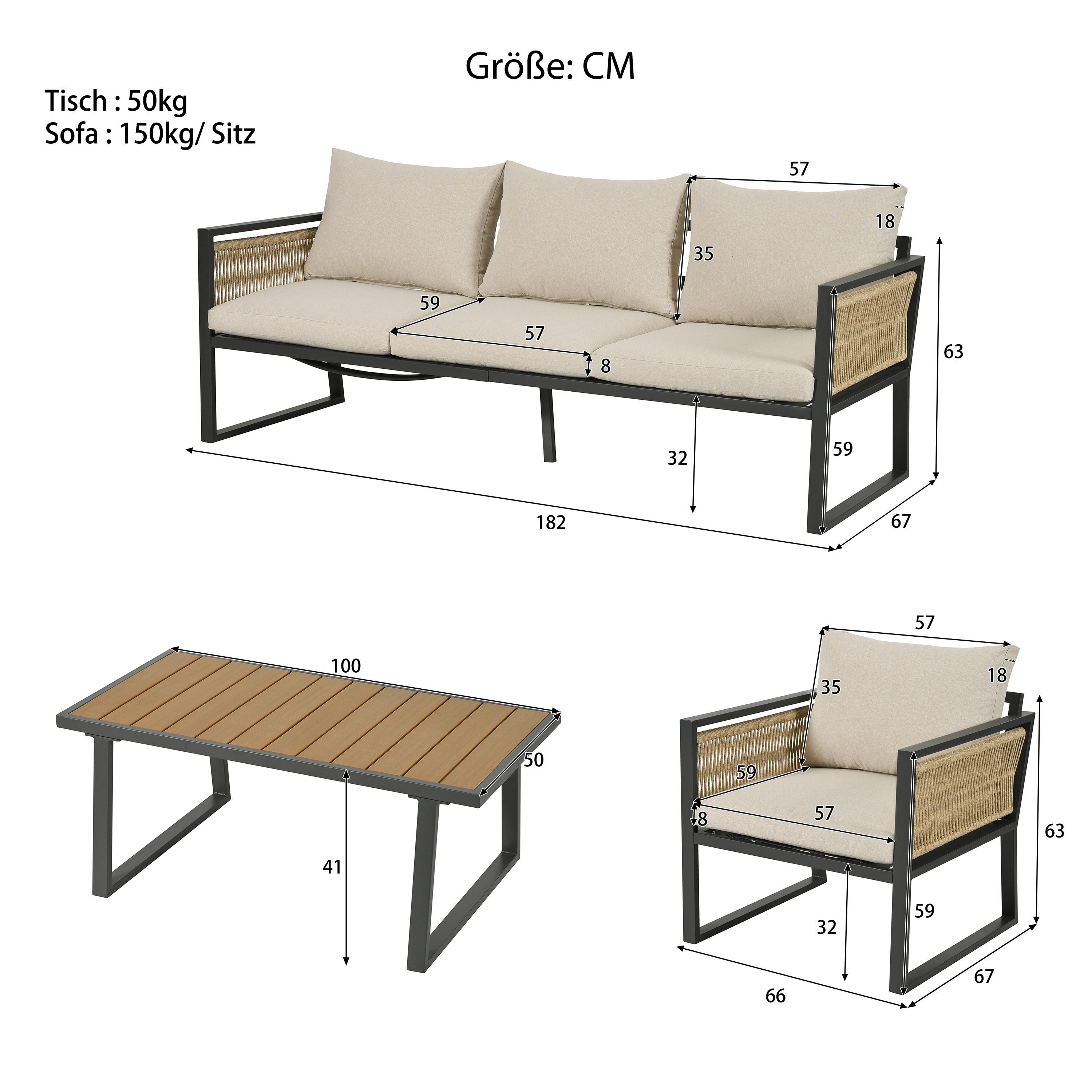 Celya Gartenlounge-Set Gartenlounges Balkon, Gartenmöbel Set günstig online kaufen