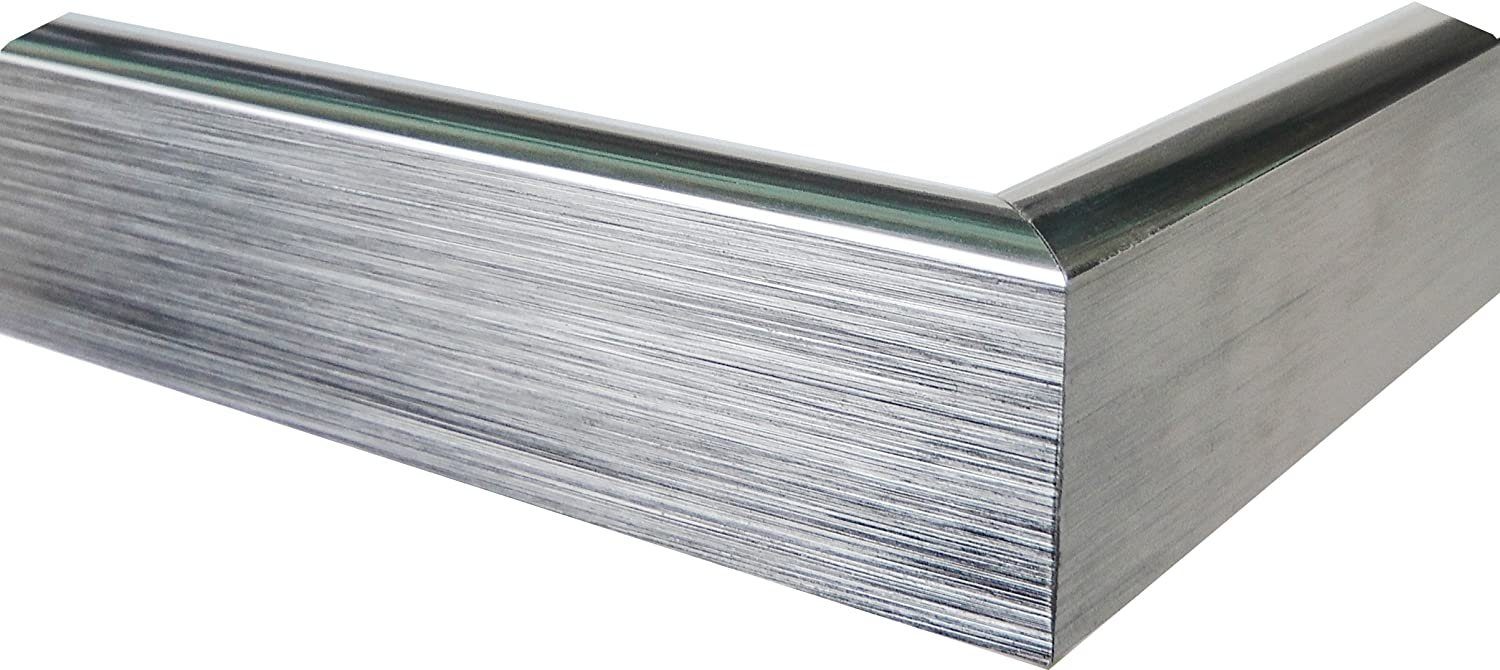 Oslo MasterLine Bilderrahmen Fotorahmen Puzzlerahmen Aluminium Glasscheibe schmal Hoch- Querformat, 13x18 silber glänzend mit Aufstelller, Alu Portraitrahmen