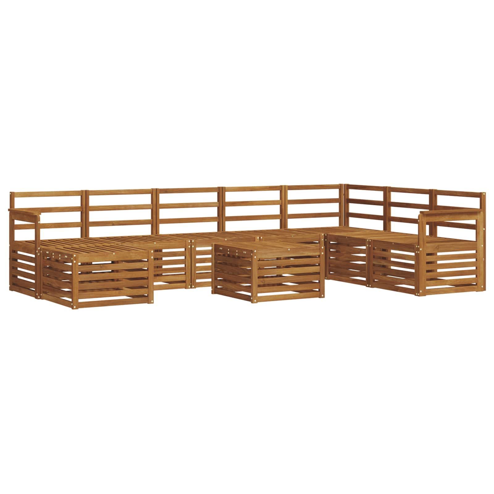 vidaXL Gartenlounge-Set Outdoor-Sofagarnitur 9 pcs Natur Massivholz, (9-tlg)