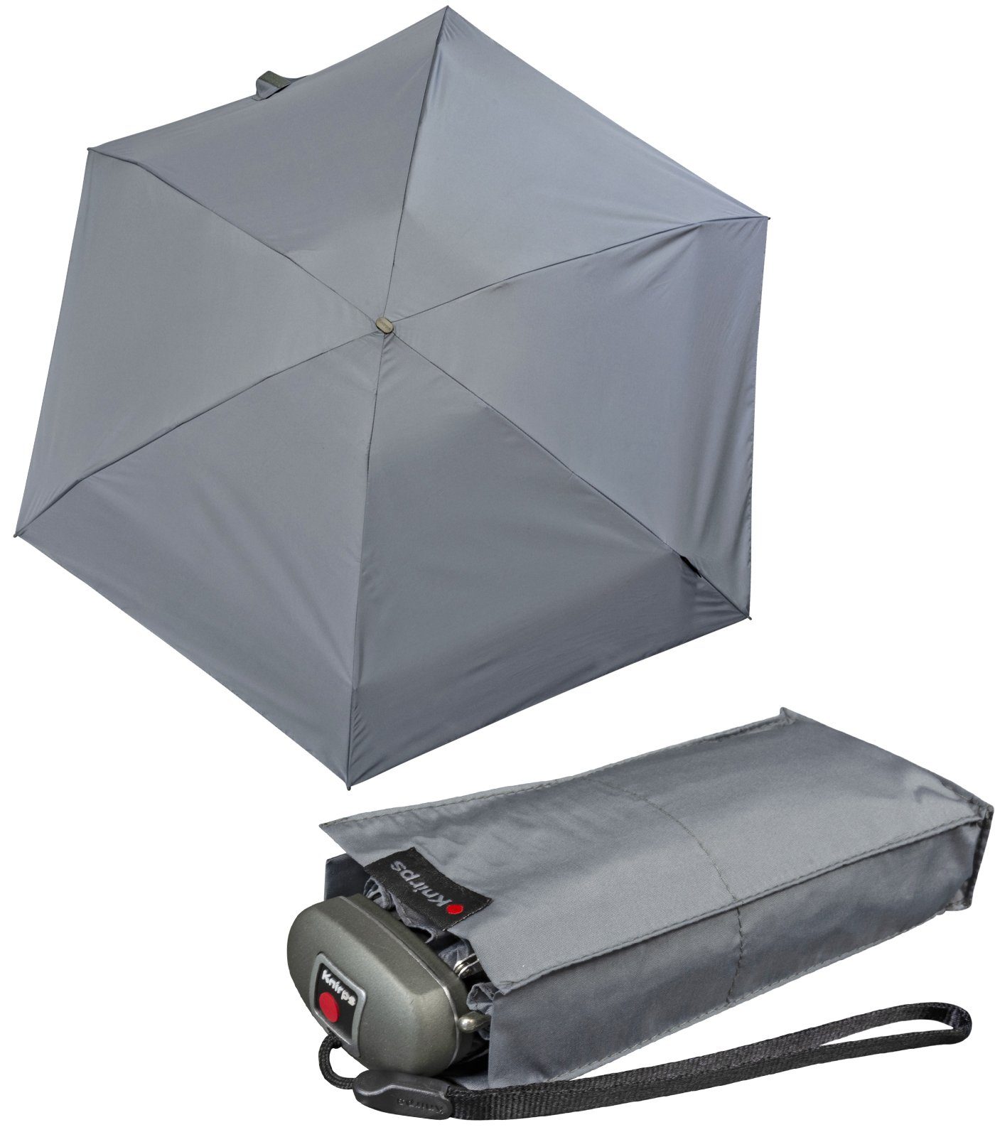 Knirps® Taschenregenschirm winziger Damen-Taschenschirm, leicht und flach, für die Handtasche - Travel grau grey
