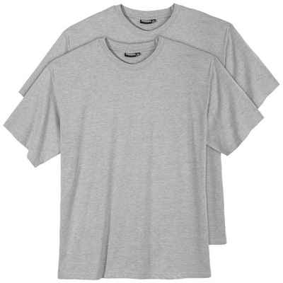 ADAMO Rundhalsshirt »Übergrößen T-Shirt 2er Pack hellgrau melange Marlon Adamo-Fashion«