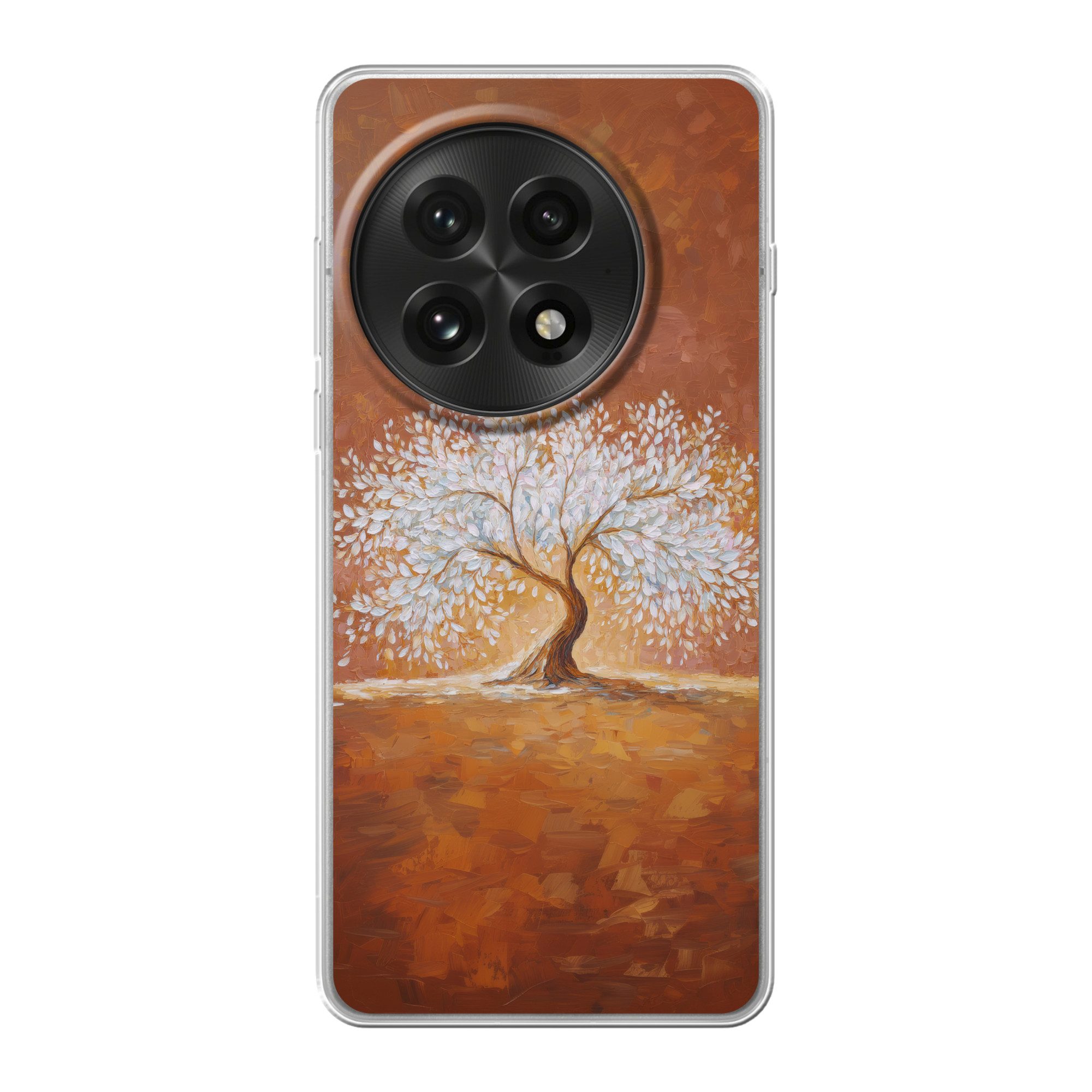 MuchoWow Handyhülle für OnePlus 13 Abstrakt - Baum - Weiß - Blätter, Phone Case, Silikon, Schutzhülle Dünn