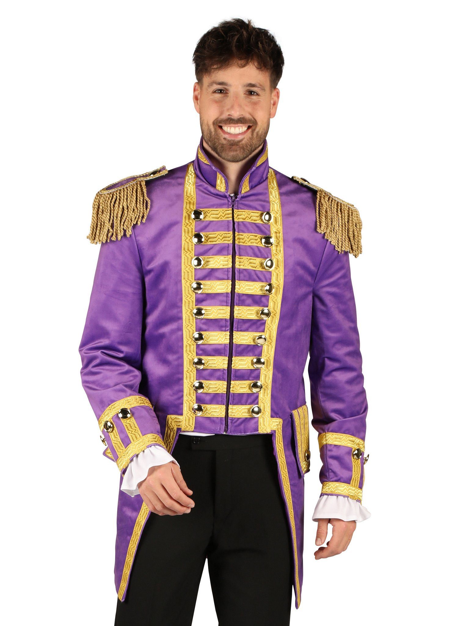 thetru Kostüm Gardejacke für Herren lila-gold, Hochwertige Uniformjacke für den Sitzungskarneval oder als Zirkusdire