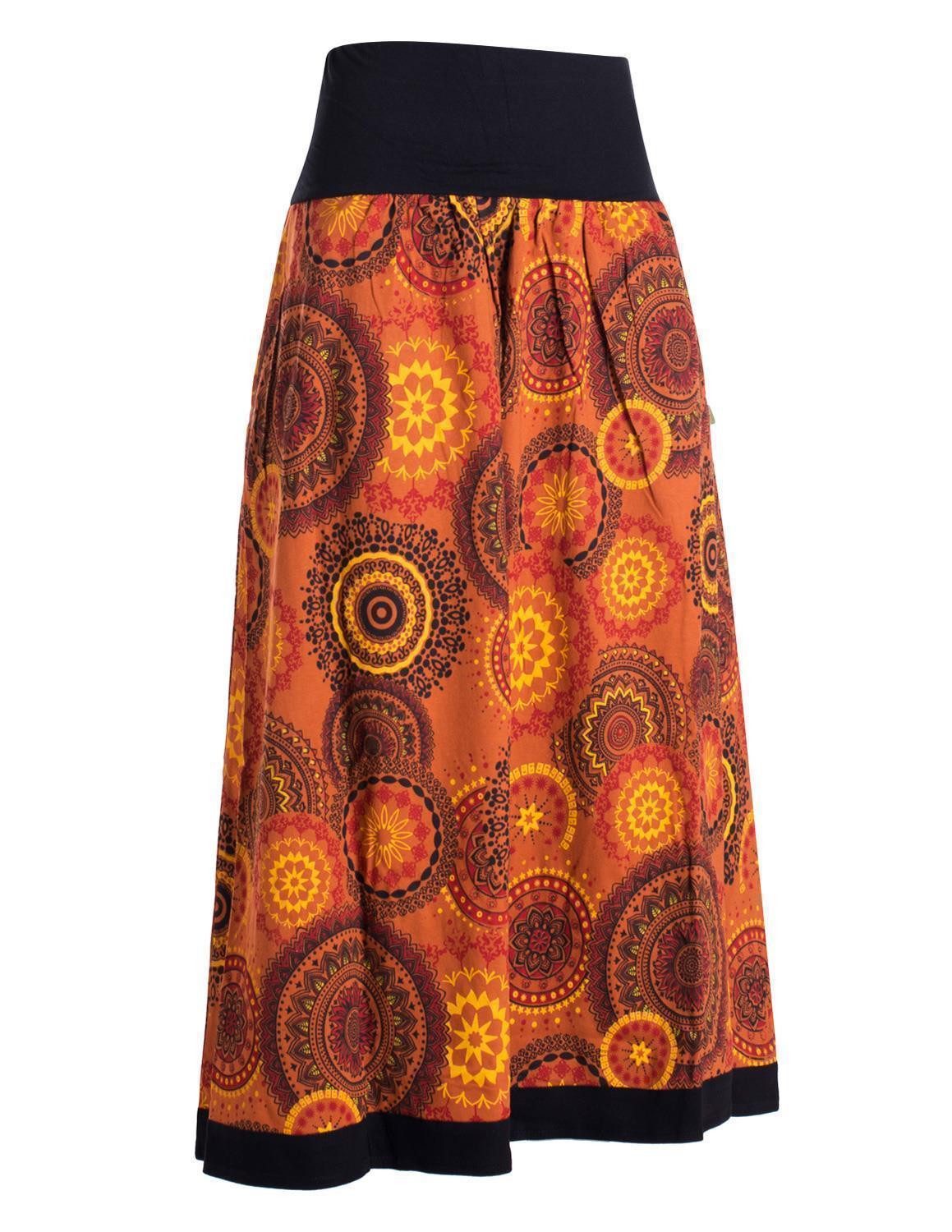 Vishes Maxirock Langer Damen Herbst-Rock Herbströcke Bunt mit Mandalas bedruckt Hippie, Festival, Boho Style