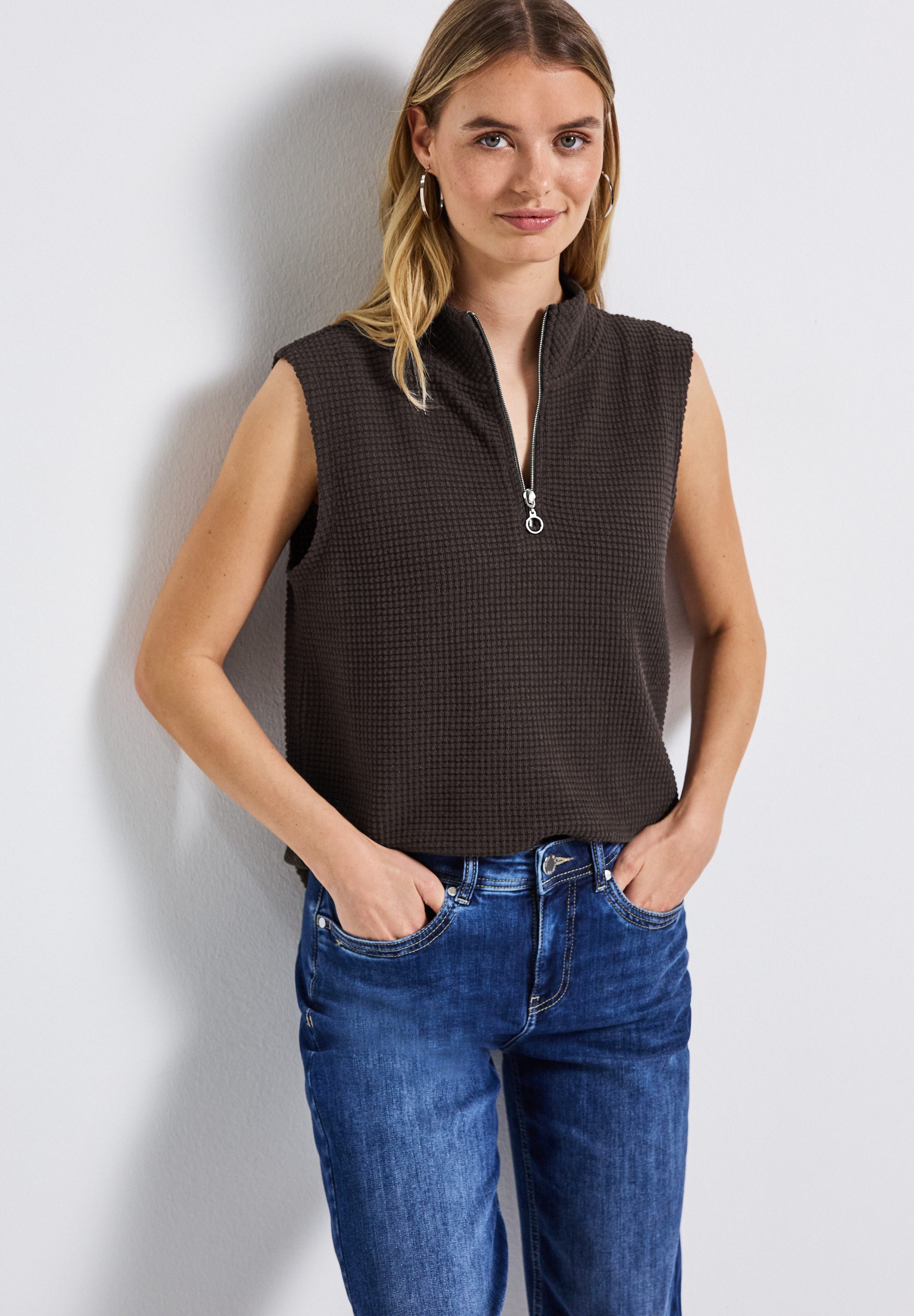 STREET ONE Rollkragenpullover ohne Ärmel günstig online kaufen