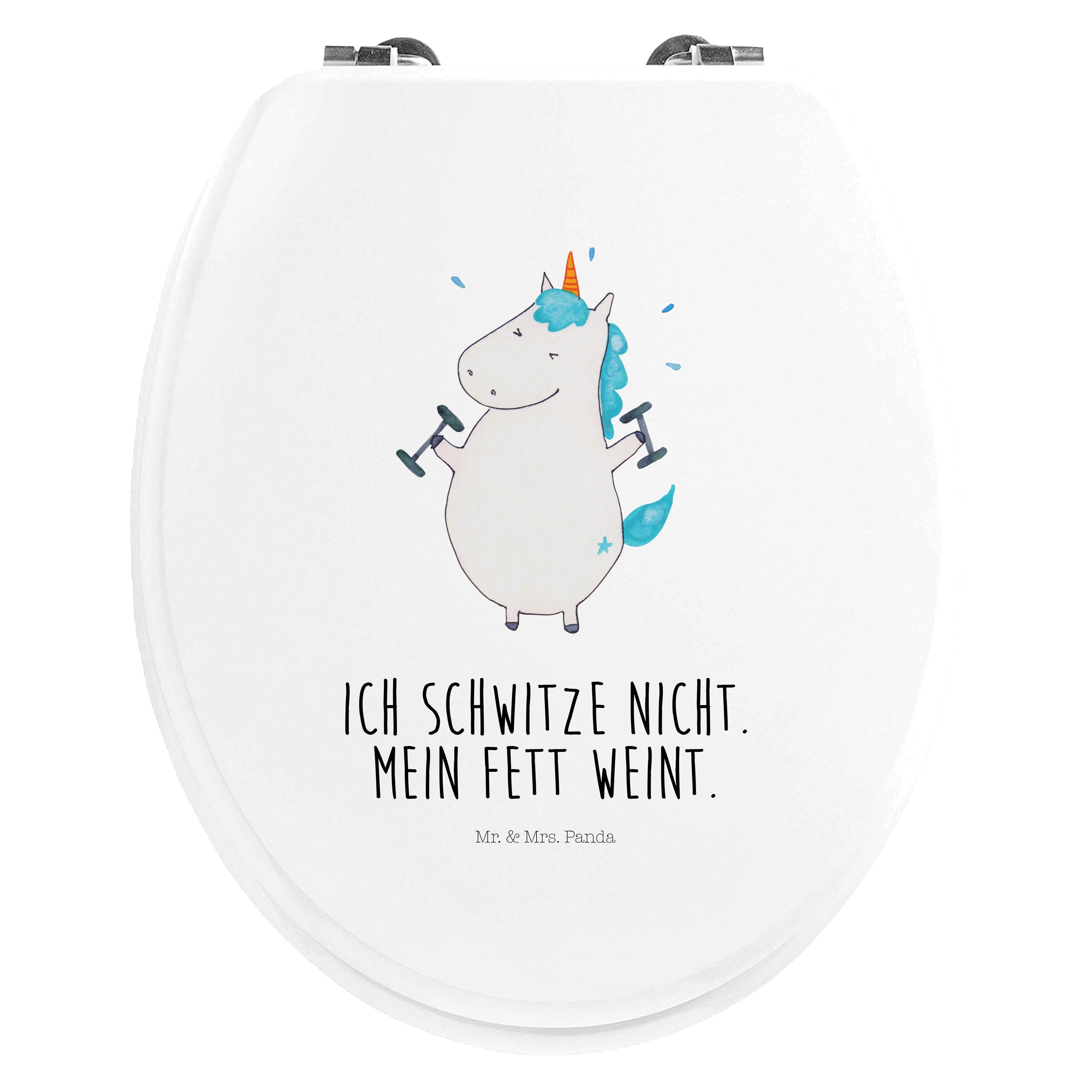WC-Sitz Einhorn Fitness - Weiß - Geschenk, Sport, Pumpen, Klodeckel, Einhörne