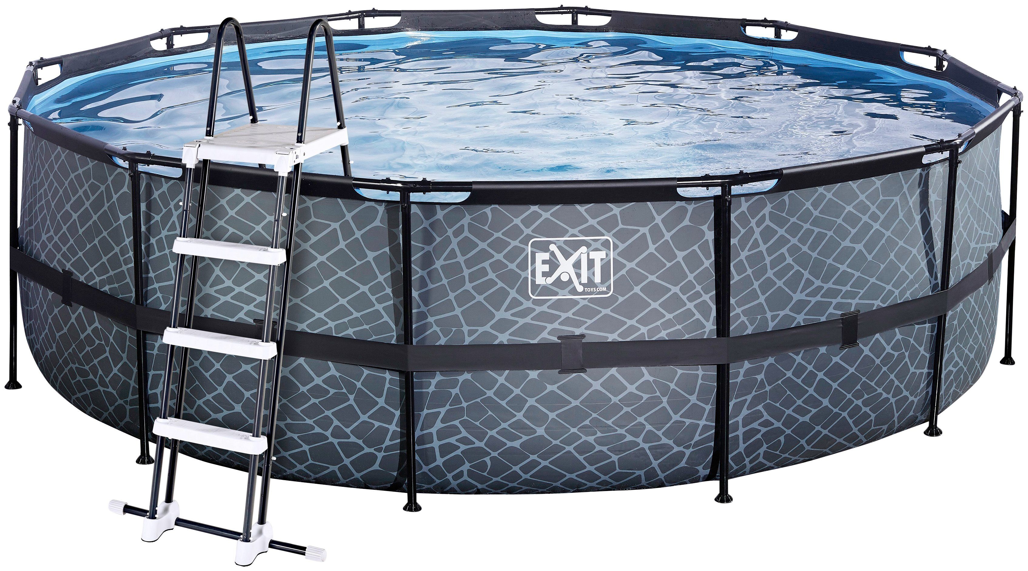 EXIT Framepool inkl. Sicherheitsleiter (Set, 4-tlg), ØxH: 450x122 cm, mit Kartuschenfilteranlage und Filterkartusche