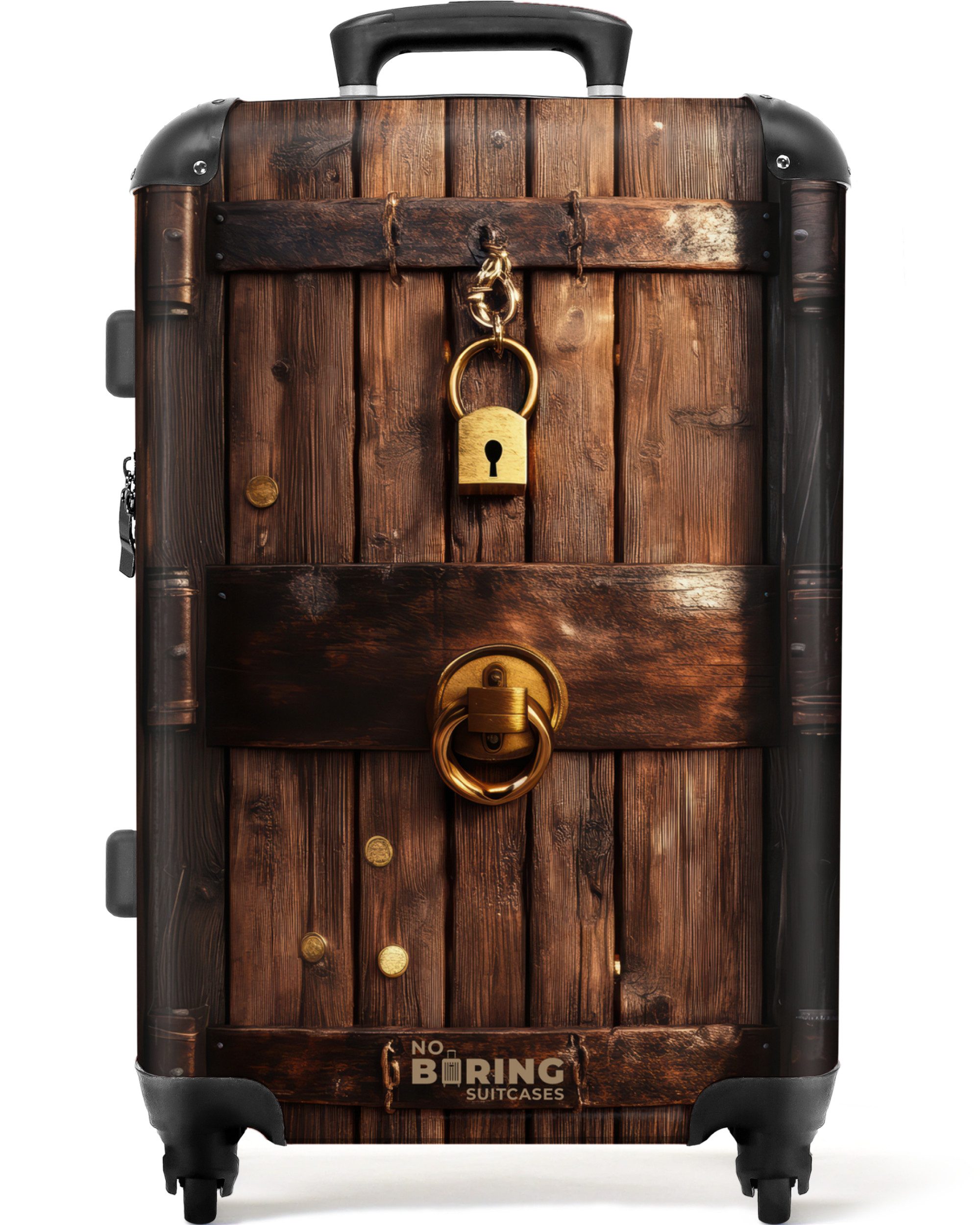 NoBoringSuitcases.com© Hartschalen-Trolley Goldschatz hinter Holztür verste günstig online kaufen