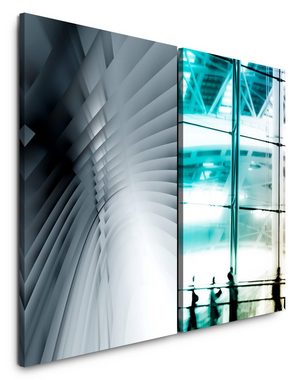Sinus Art Leinwandbild 2 Bilder je 60x90cm Grau Business Büro Architektur Fotokunst Abstrakt Flughafen