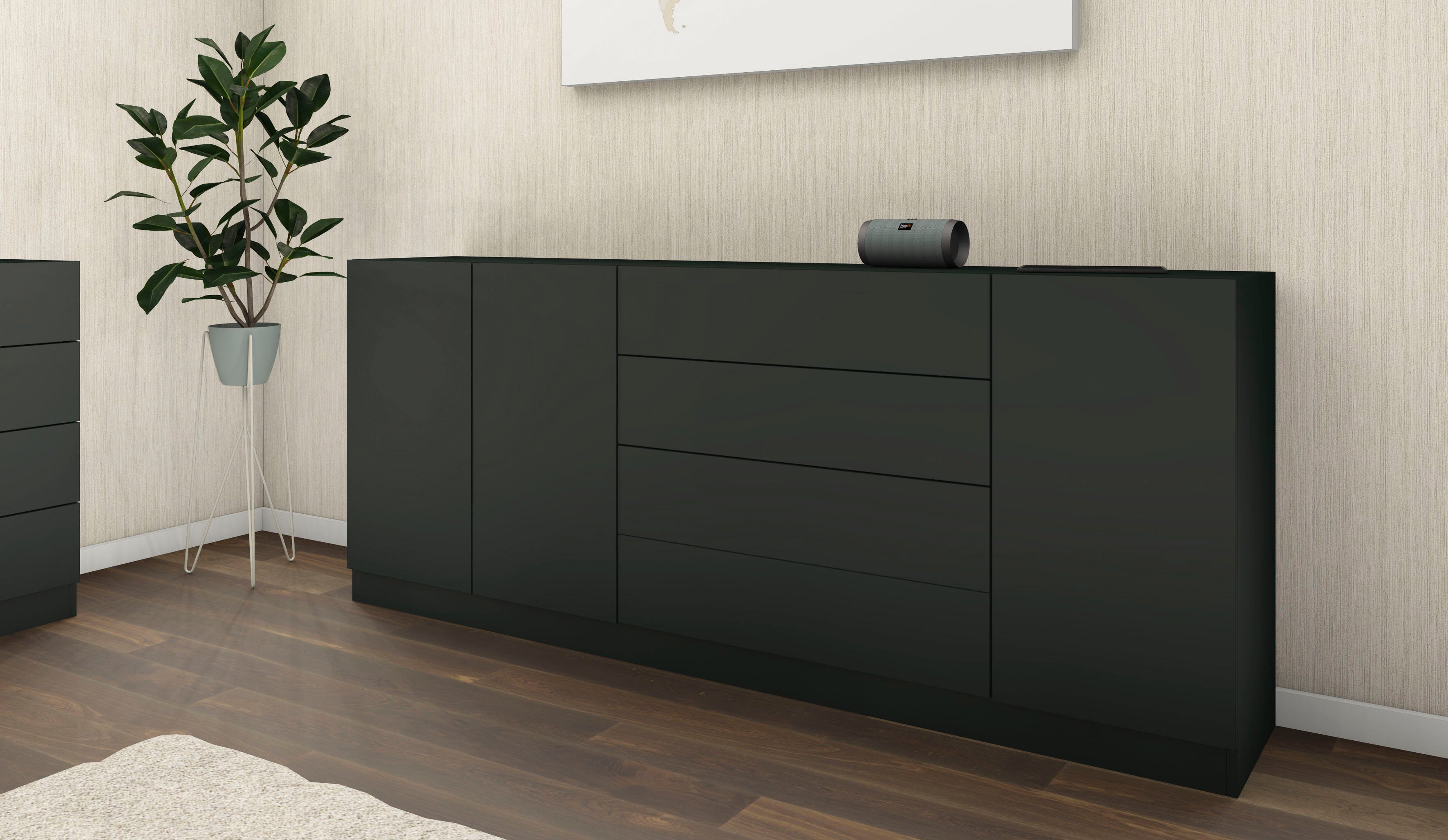 borchardt Möbel Sideboard schwarz Breite Vaasa, 190 cm matt