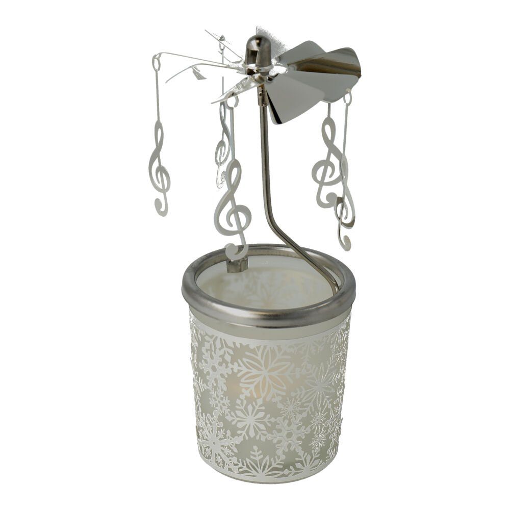 mugesh Tischkerzenhalter Windlicht Glas-Karussell mit Violinschlüssel, für Musiker