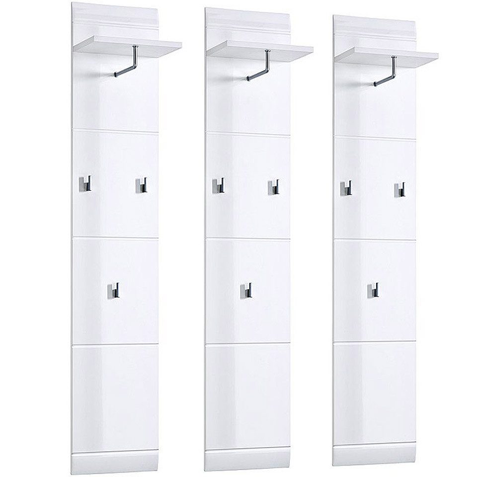 Lomadox Garderobenpaneel DANARO-01, Set Hochglanz weiß günstig online kaufen