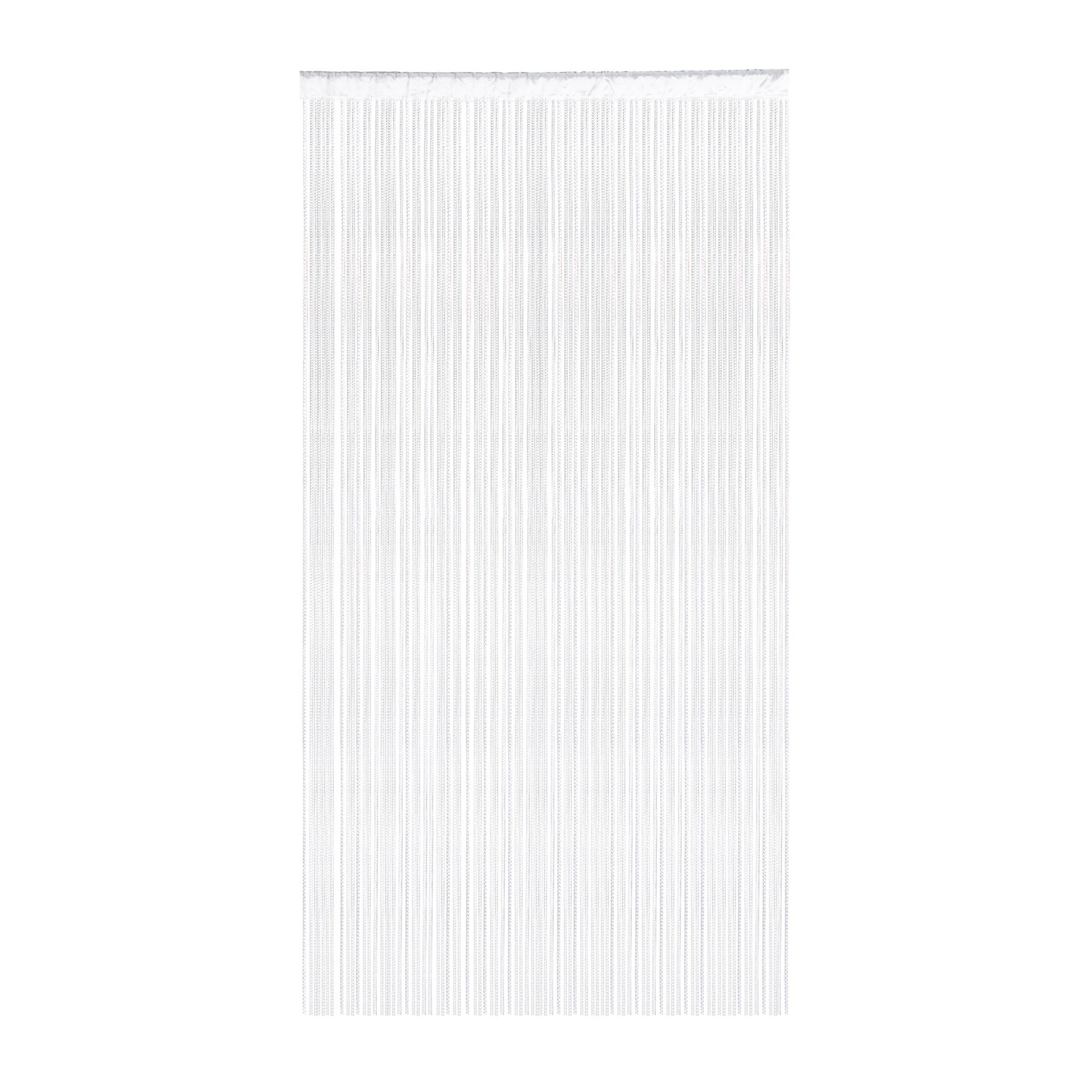 Victoria M. Fadenvorhang LEONORA Fadengardine 100 x 245 cm, weiß, 2 Stück (2 St), Durchzuglöcher, halbtransparent, Polyester, Raumteiler, Sicht- & Insektenschutz, kürzbar, waschbar, Tunnelzug