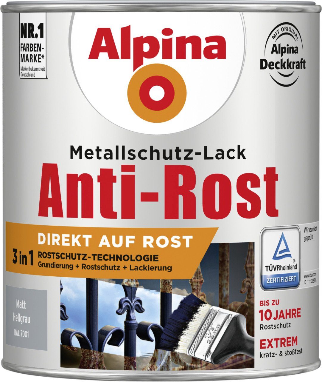 Alpina ml hellgrau Metallschutz-Lack Metallschutzlack 750 Anti-Rost Alpina