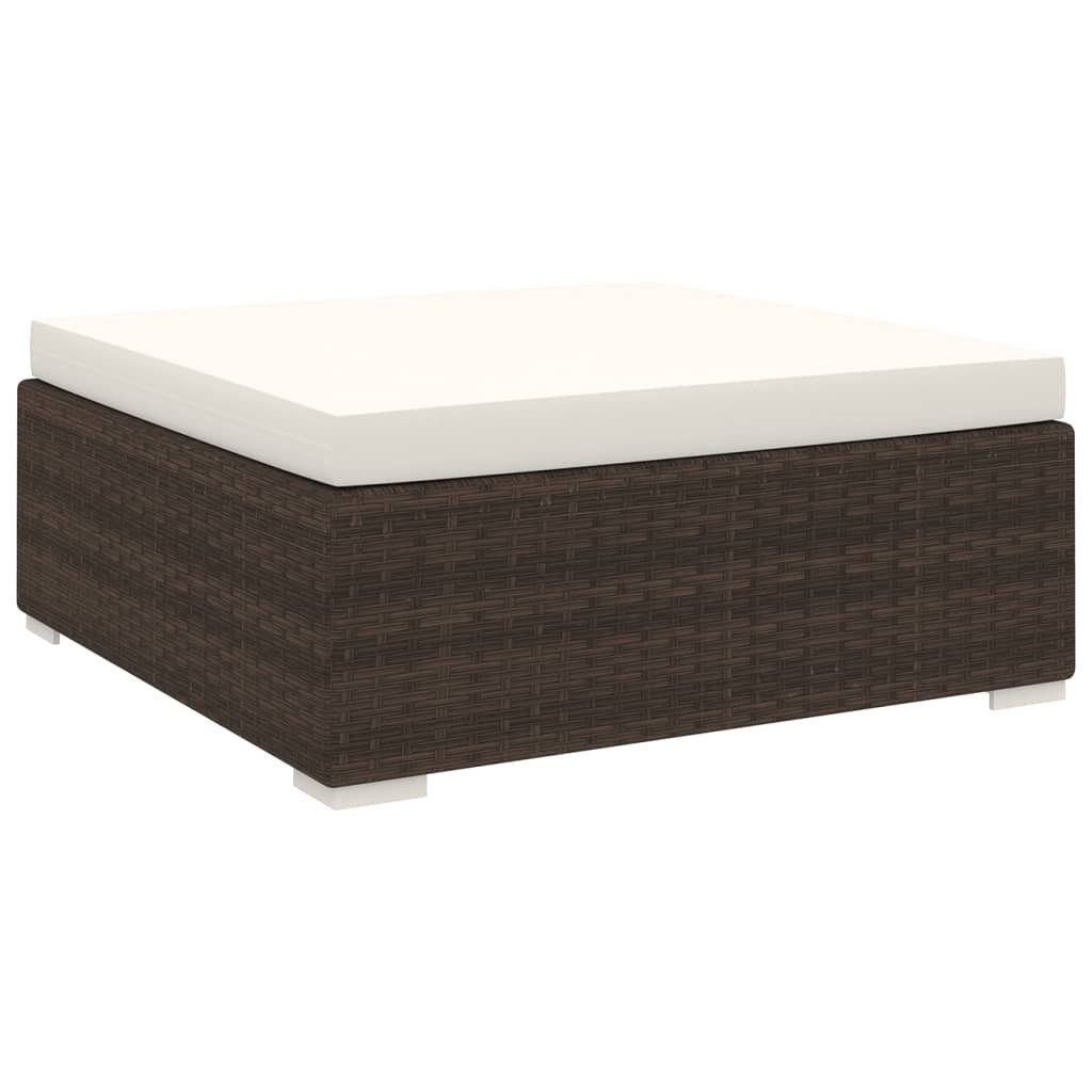 vidaXL Sofaelement Modular-Fußhocker 1 Stk. + Auflagen Poly Rattan Braun (1 St)