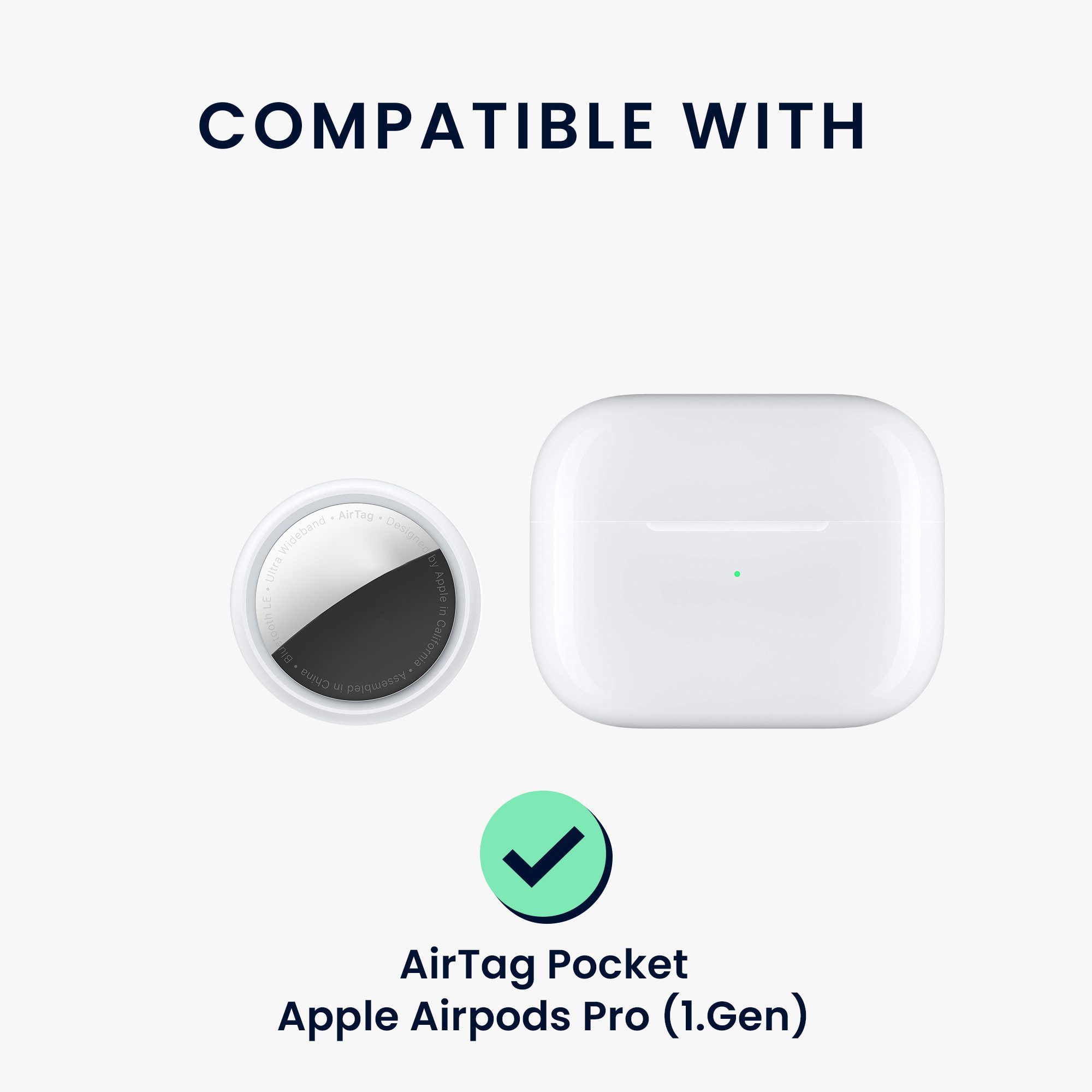 kwmobile Kopfhörer-Schutzhülle 2-in1 Schutzhülle für Apple Airpods Pro (1.Gen) Hülle, Weiches Silikon Cover - Schutzhülle mit Karabiner mit Airtag Case
