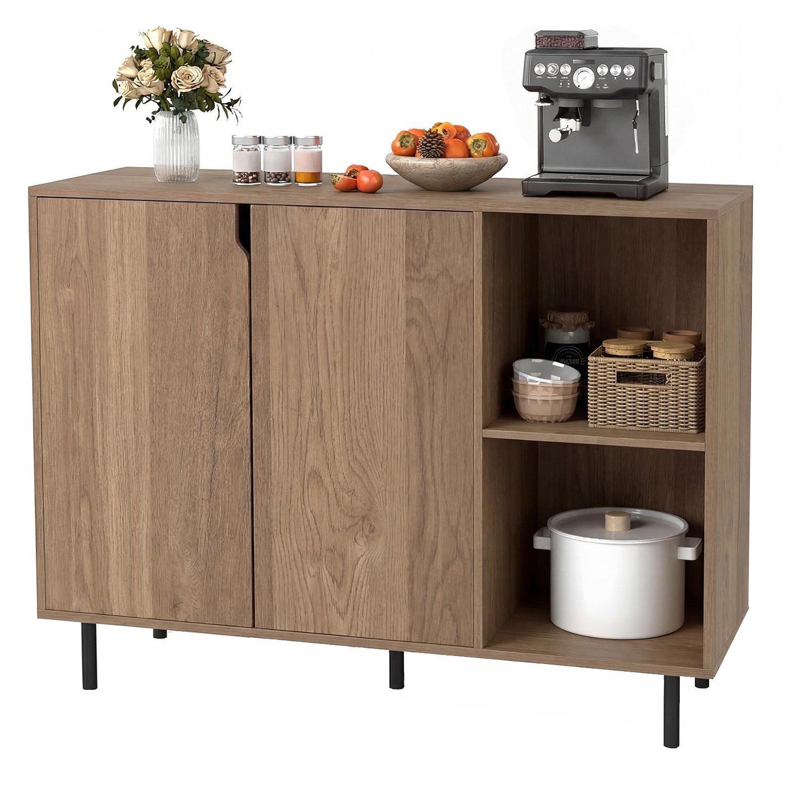 KOMFOTTEU Sideboard, Küchenschrank Buffetschrank mit 2 Türen & Ablagen