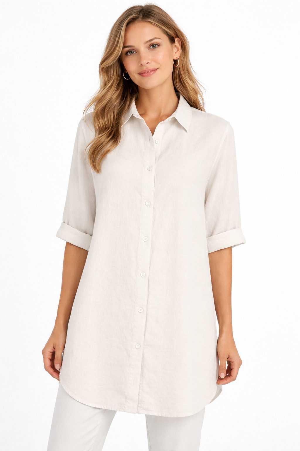 Eight2Nine Hemdbluse Damen Leinen Bluse atmungsaktiv Tunika Sommer langeblu günstig online kaufen