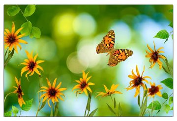Wallario Wandfolie, Blumen mit Schmetterling, wasserresistent, geeignet für Bad und Dusche