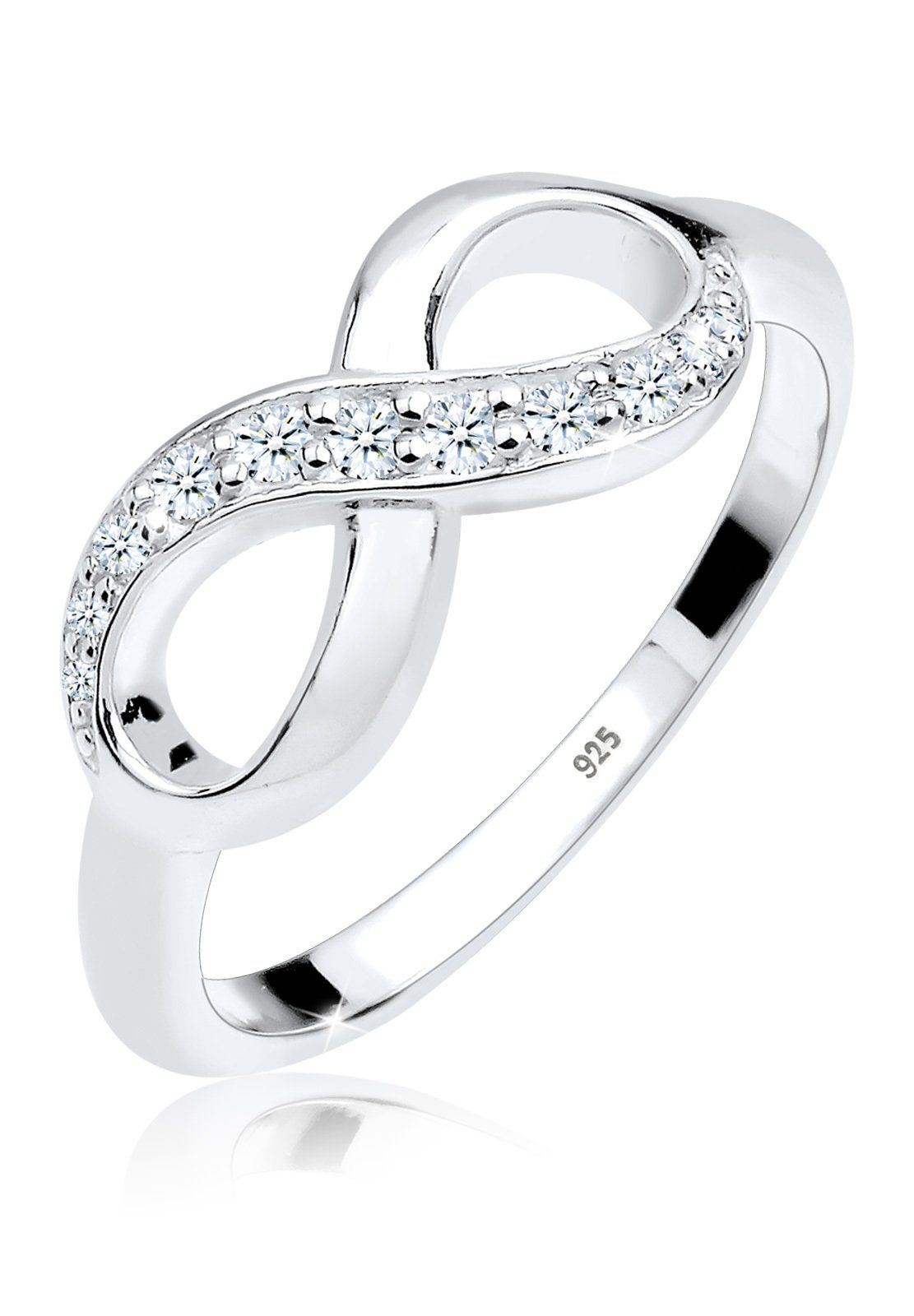 Elli DIAMONDS Verlobungsring Infinity Diamant Weiß Brillantschliff (0.12 ct) 925 Sterling Silber