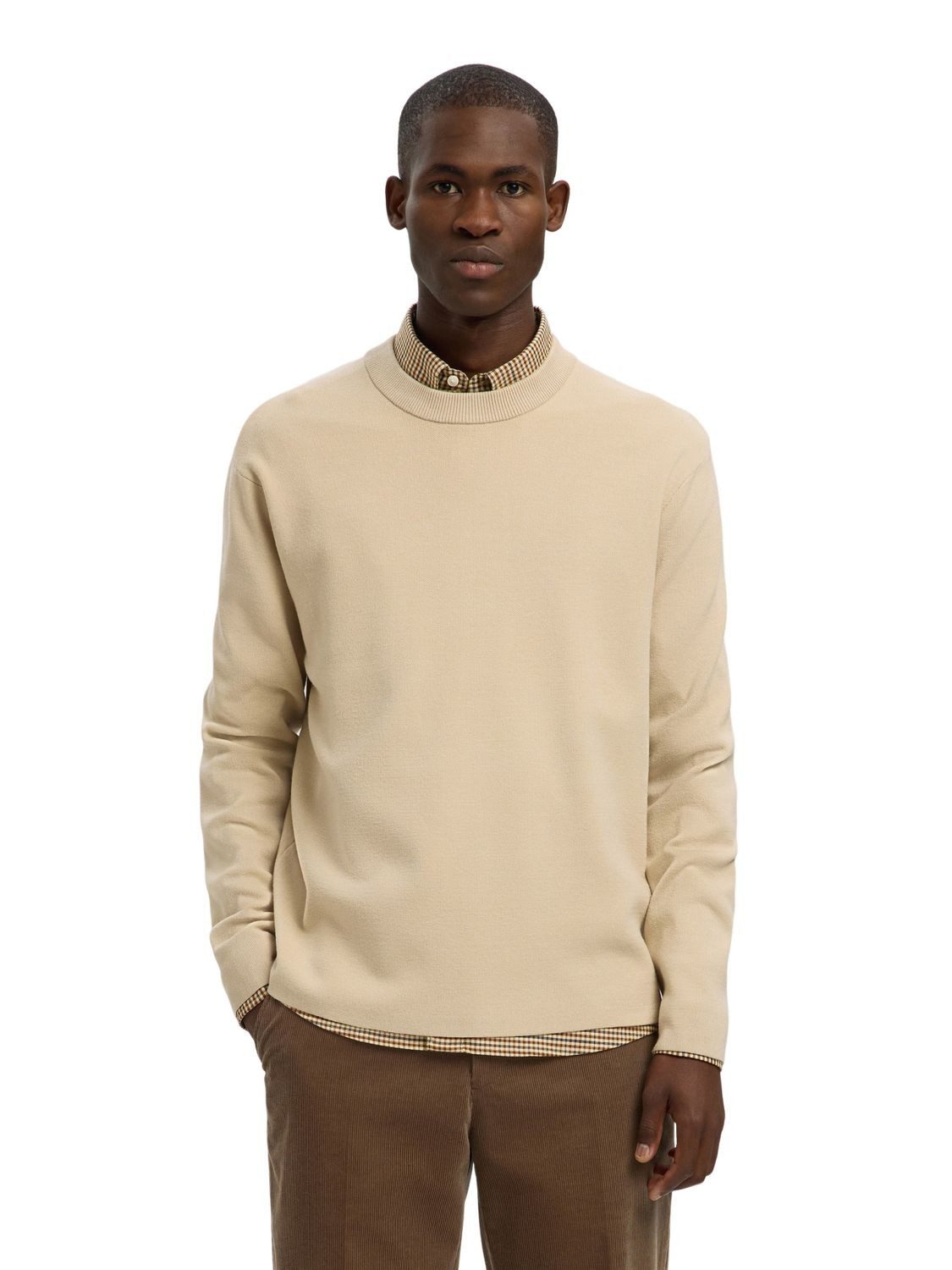 SELECTED HOMME Strickpullover SLHTELLER FN RELAXED CREW NECK aus Viskosemix