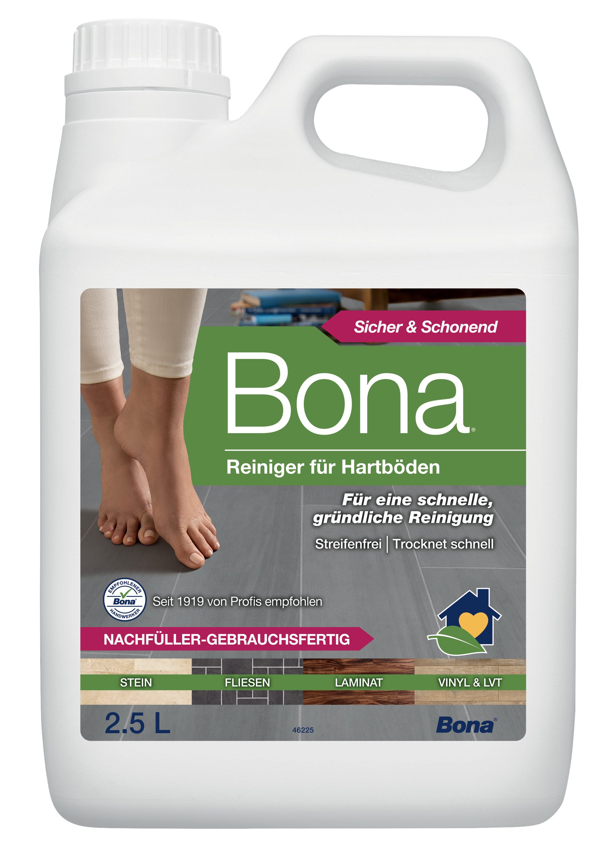 Bona Stein-, Fliesen- und Laminatreiniger Nachfüllkanister Fussbodenreiniger (für alle Hartböden geeignet)