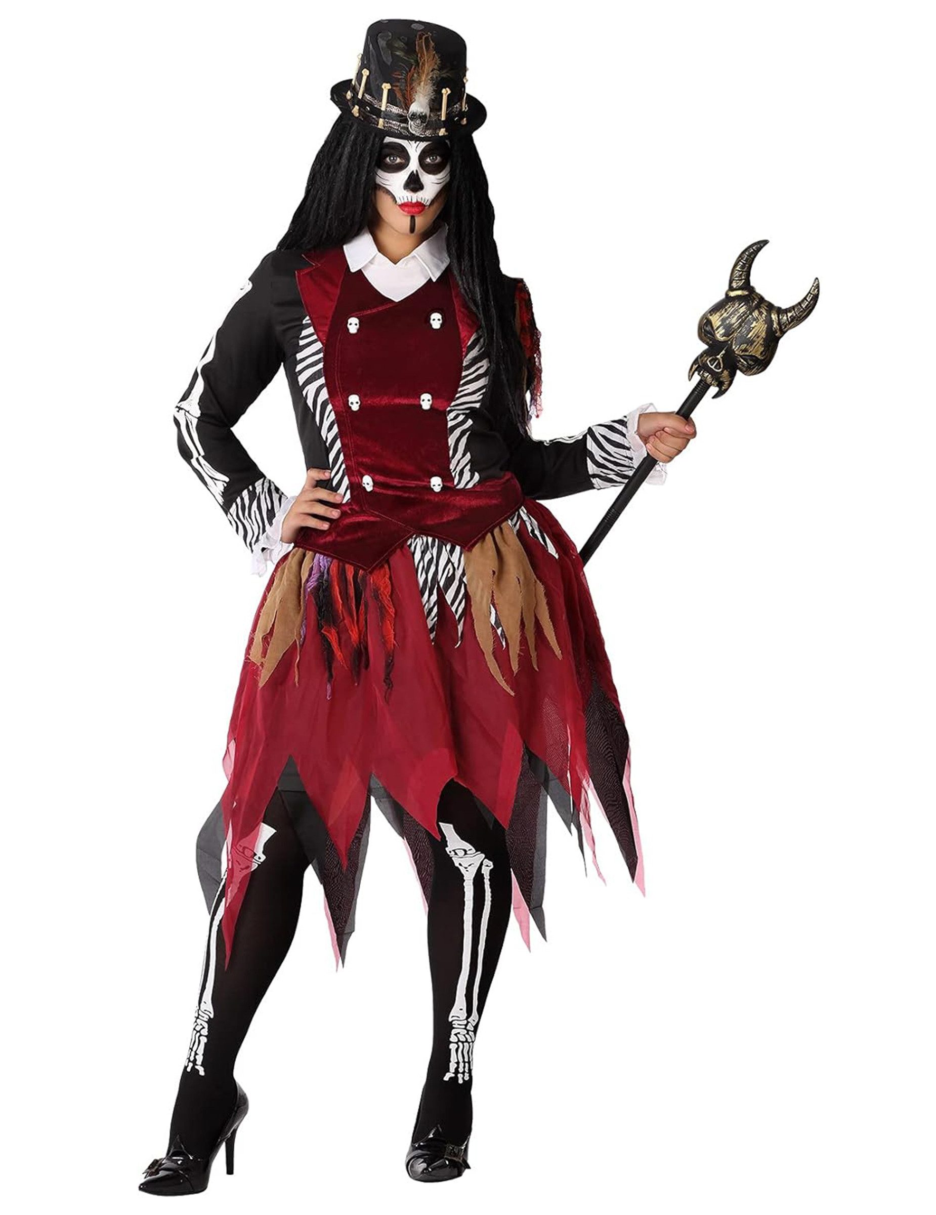 atosa Kostüm Voodoo-Kostüm für Damen Halloween-Kostüm rot