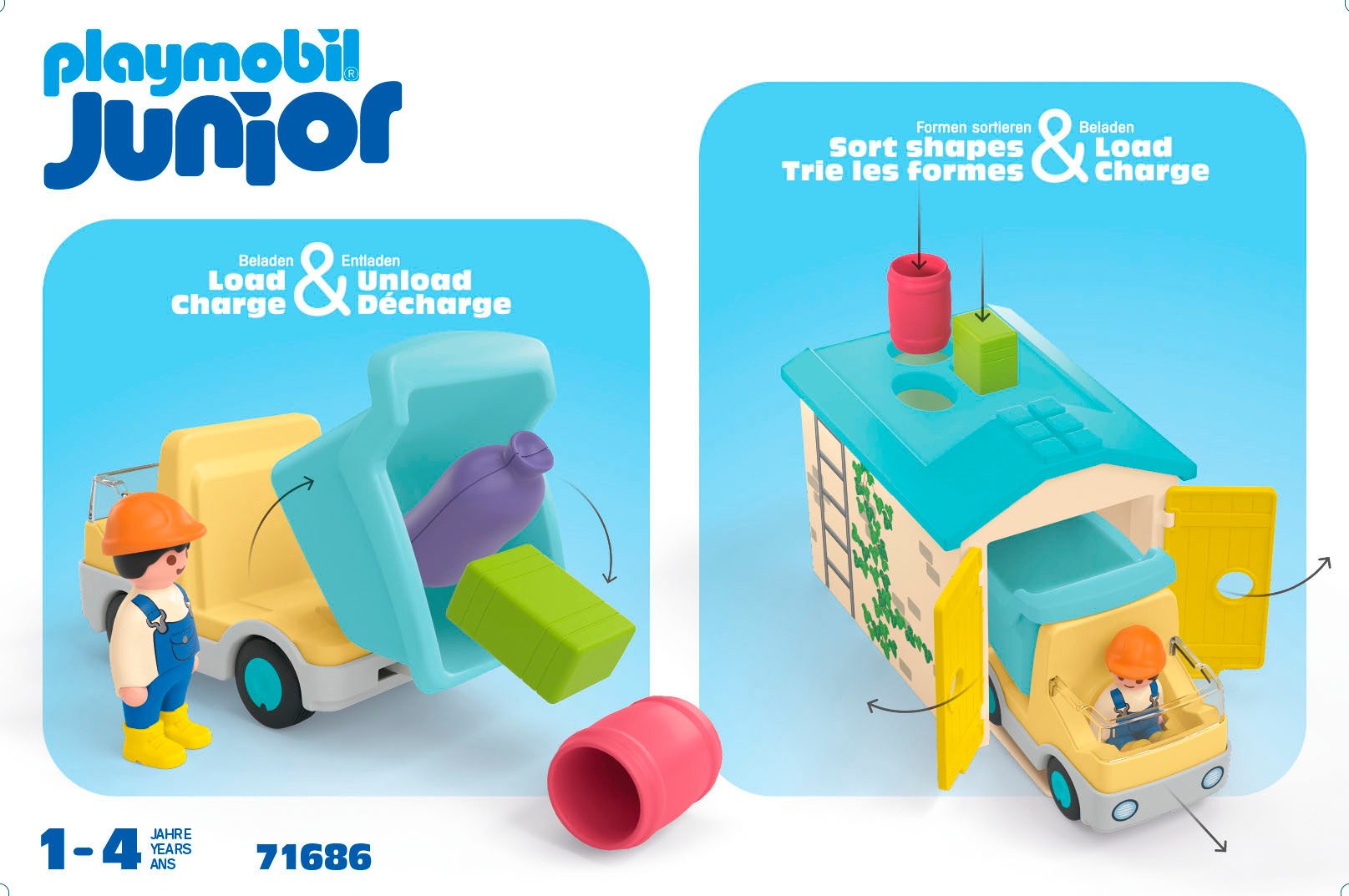 Playmobil® LKW mit Sortiergarage (71686), JUNIOR Konstruktions-Spielset, (9 St), Made in Europe