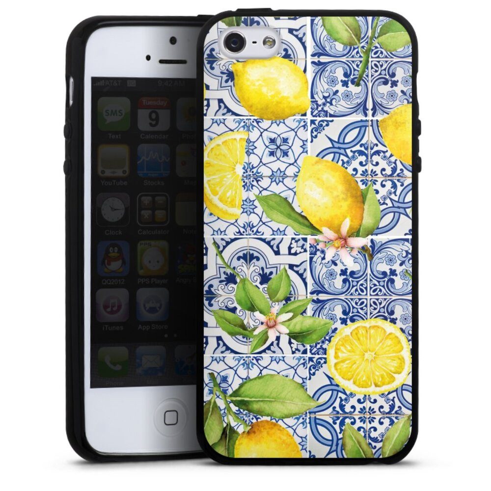 DeinDesign Handyhülle Zitrone Muster Griechenland Griechische Zitronen Muster, Apple iPhone 5 Silikon Hülle Bumper Case Handy Schutzhülle