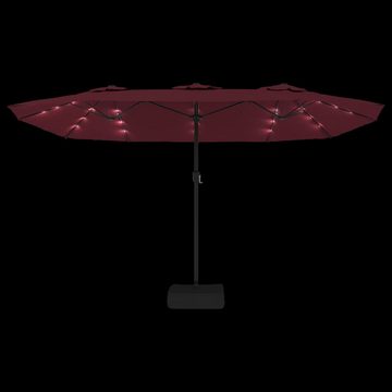 furnicato Sonnenschirm Doppelsonnenschirm mit LEDs Bordeauxrot 449x245 cm