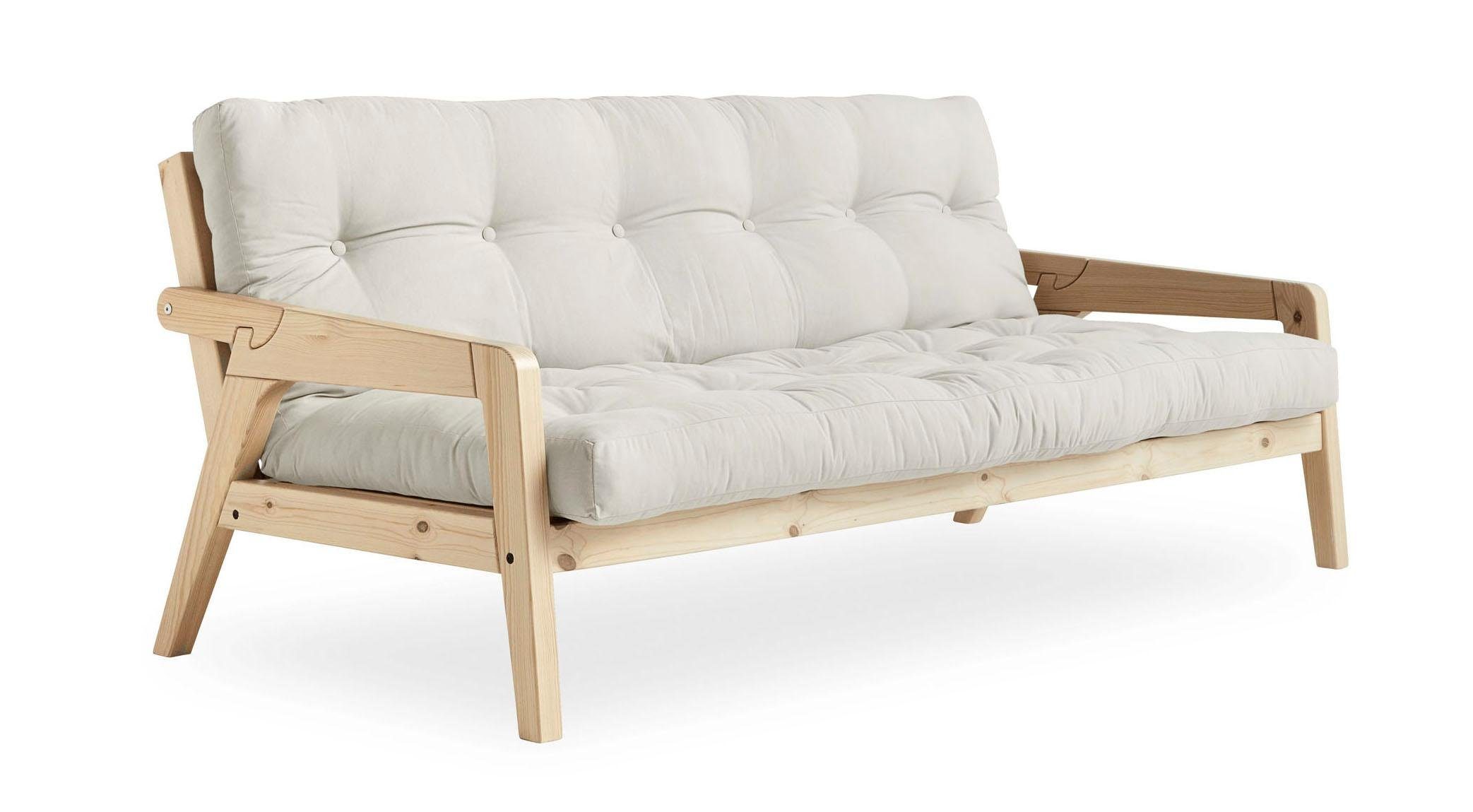 Karup Design Schlafsofa Grab, inkl. Futonmatratze - aus massivem Kieferholz, 130x190 cm, Mit Holzstruktur, inkl. Futonmatratze, Liegefläche 130x190 cm