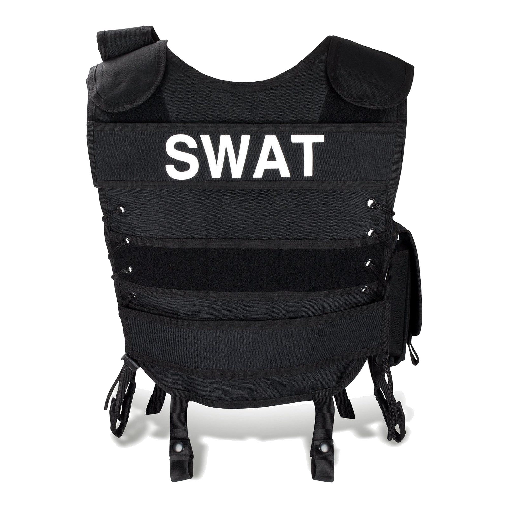 Black Snake Polizei-Kostüm Einsatzweste mit Klett-Schriftzug SWAT FBI POLICE oder SECURITY, Karnevalskostüm für Damen und Herren zu Fasching und Halloween