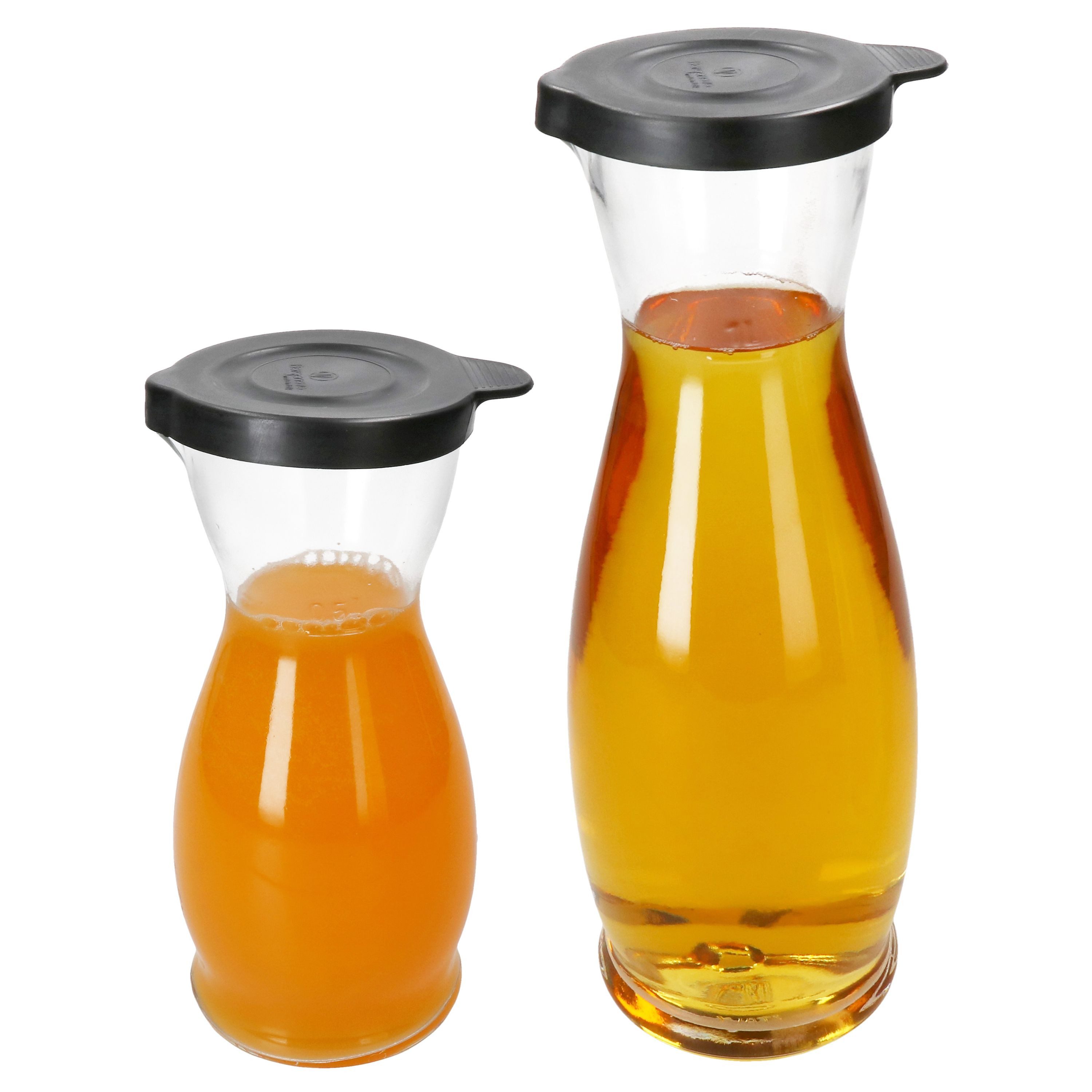 Karaffe 2x MIA MISURA Wein-Karaffe mit Deckel schwarz 0,5L & 1L geeicht