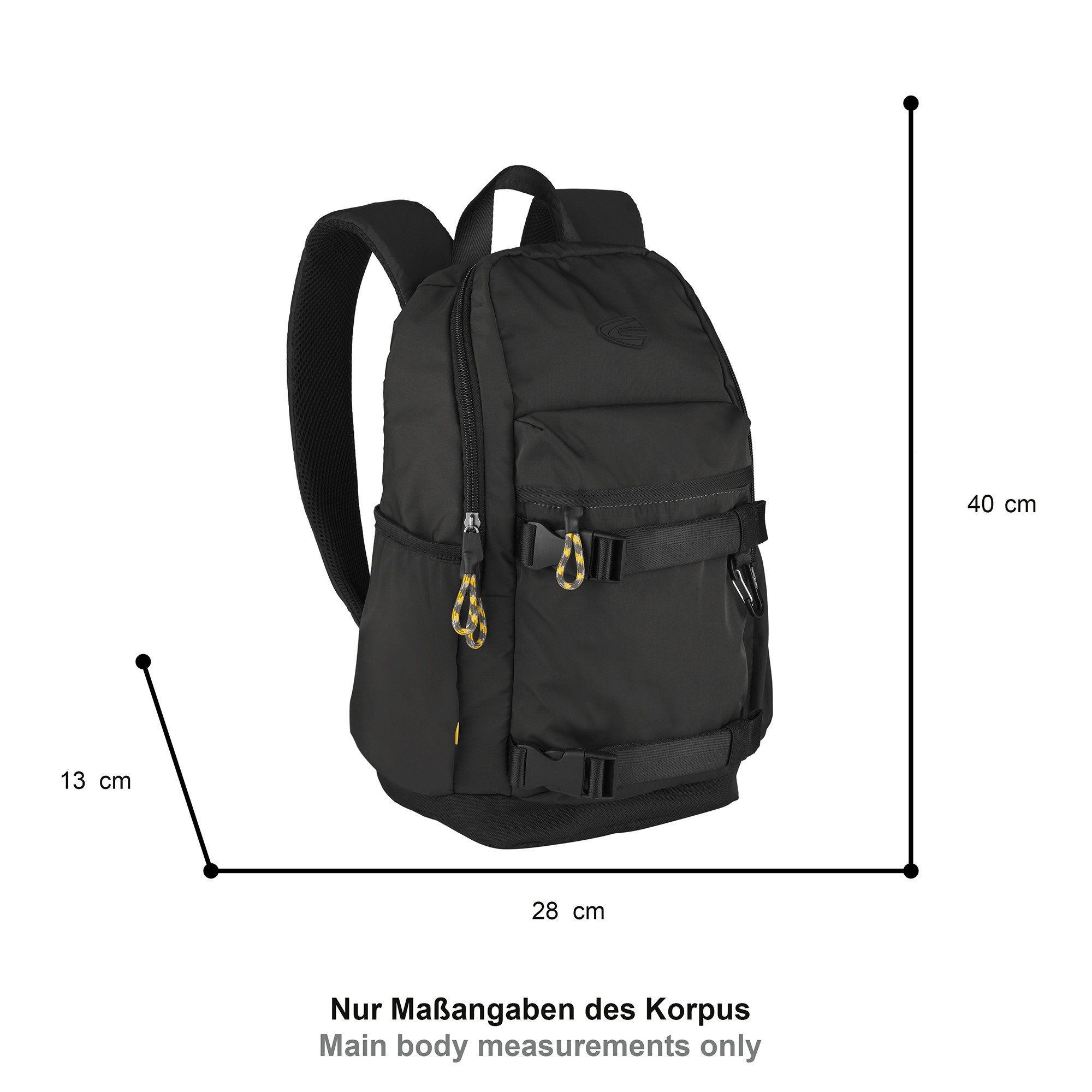 camel active Rucksack Terra, aus recyceltem Nylon und voluminös aufgesetzten Taschen